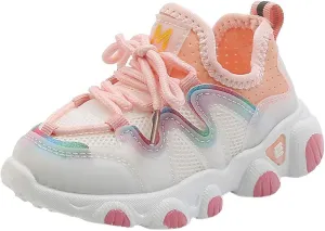Kids Girls Shoes Size 6 Breathable Girls Infant Shoes Lace Up Baby Toddler Mesh Kids Soft Sneaker High Top