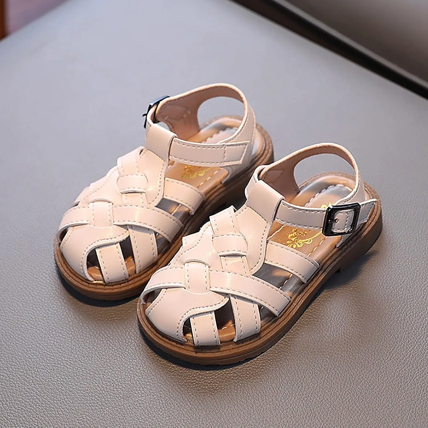 Kids Sandals for Girls Girls Sandals Toddler Little Kid Closed Toe T Strap Flats Kids Comfortable Sandals