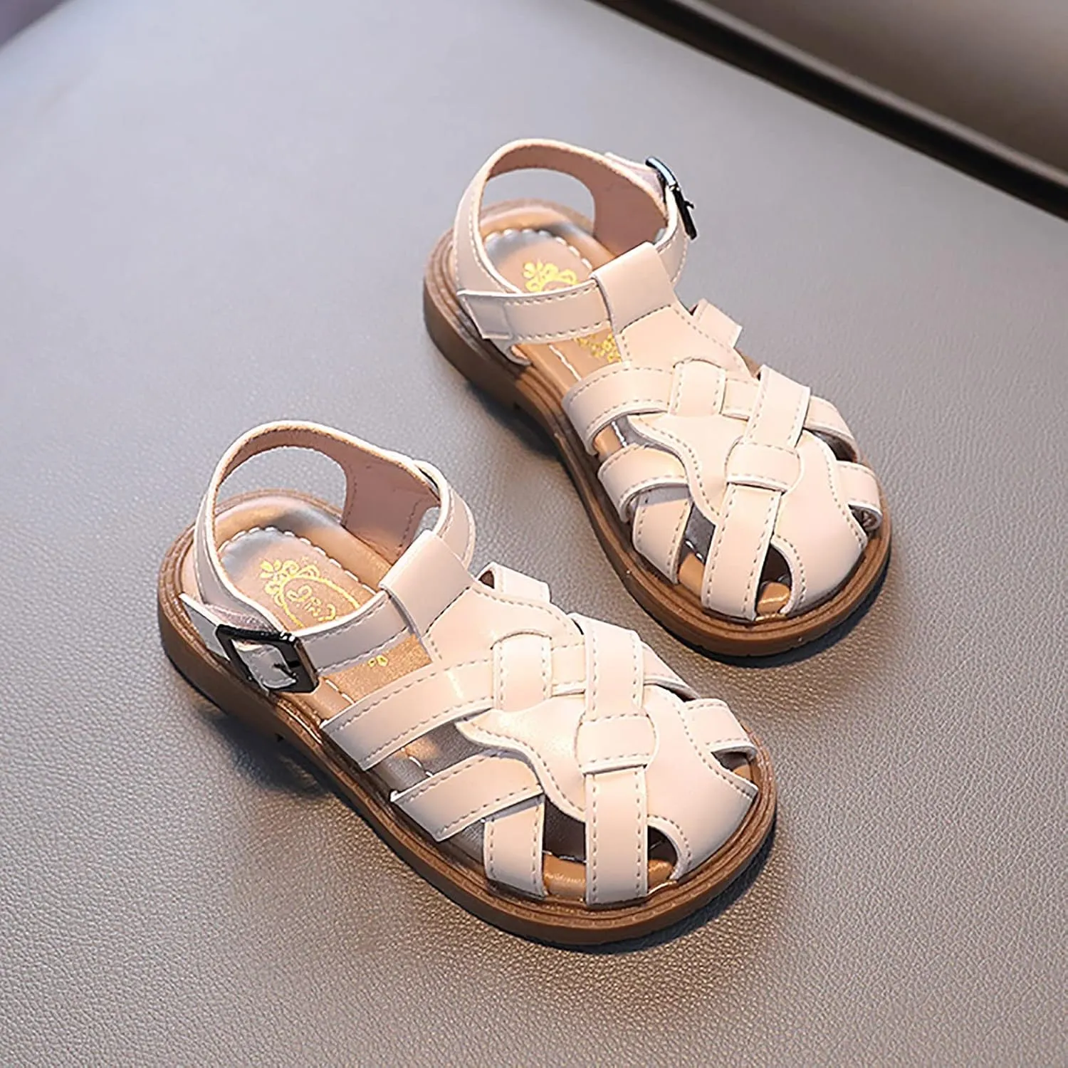Kids Sandals for Girls Girls Sandals Toddler Little Kid Closed Toe T Strap Flats Kids Comfortable Sandals