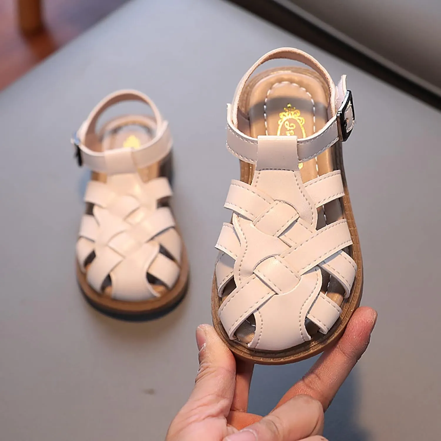 Kids Sandals for Girls Girls Sandals Toddler Little Kid Closed Toe T Strap Flats Kids Comfortable Sandals