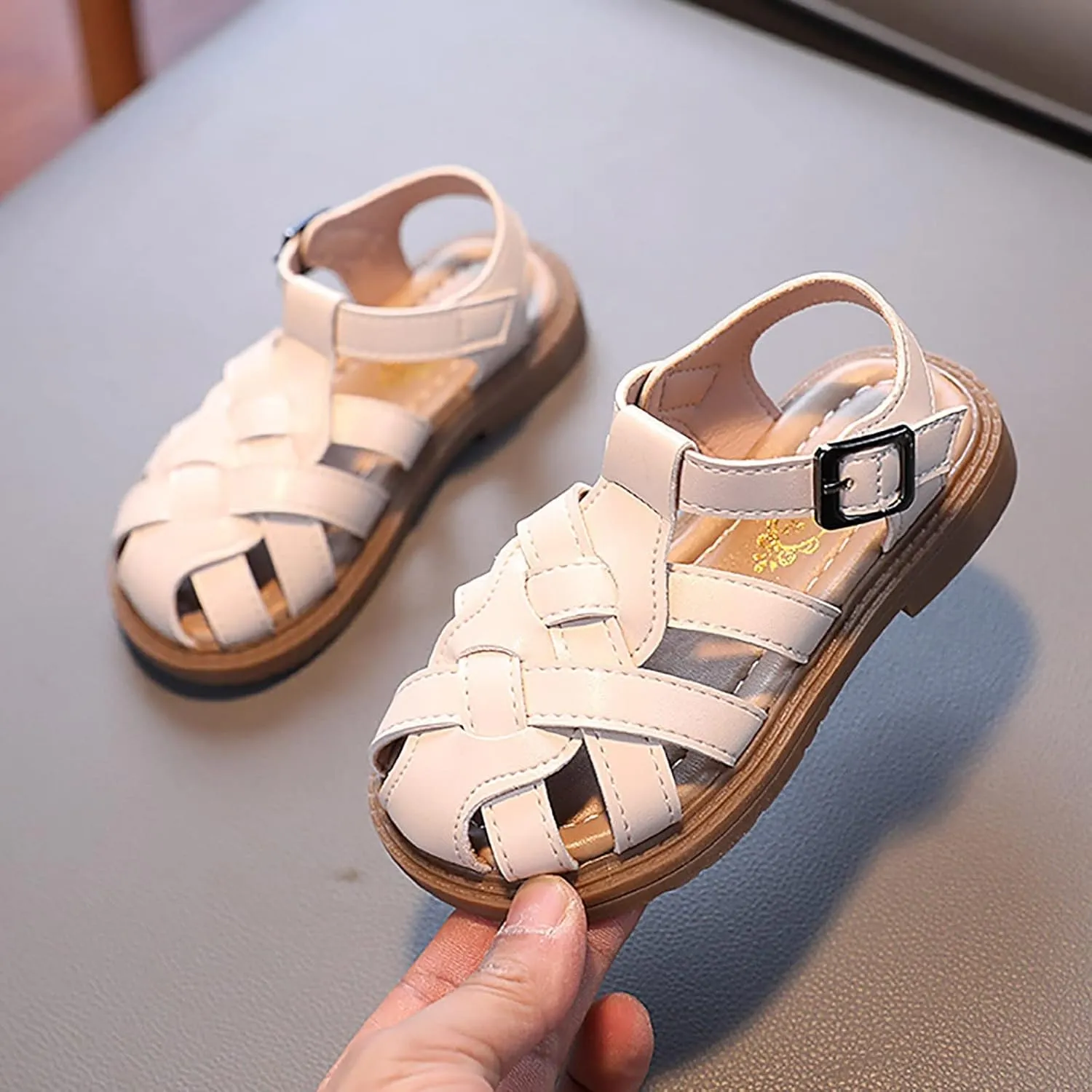 Kids Sandals for Girls Girls Sandals Toddler Little Kid Closed Toe T Strap Flats Kids Comfortable Sandals