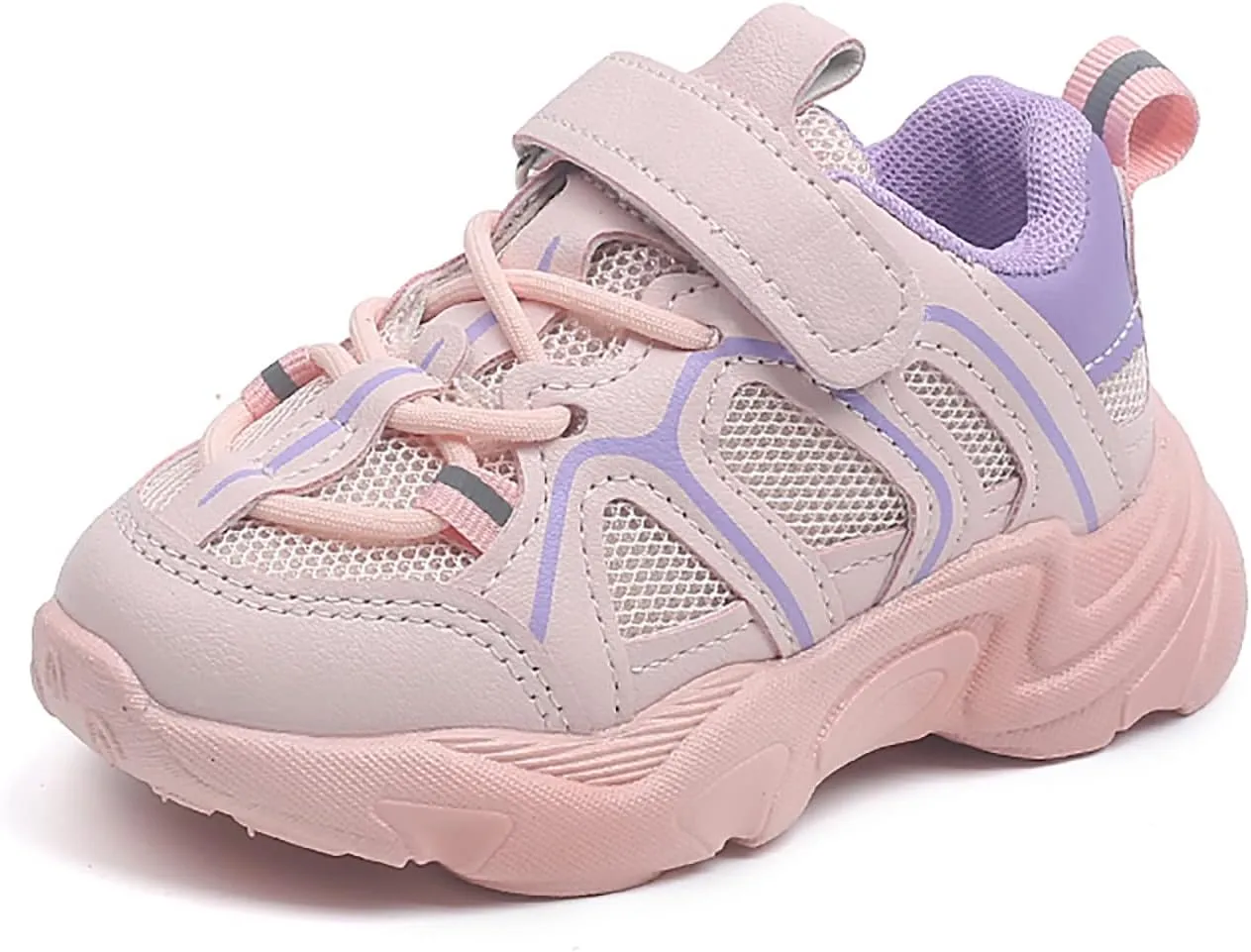 Kids Sneaker with Adjustable Strap, Comfort Support School Running Sport Shoes for Boys Girls Mesh Breathable