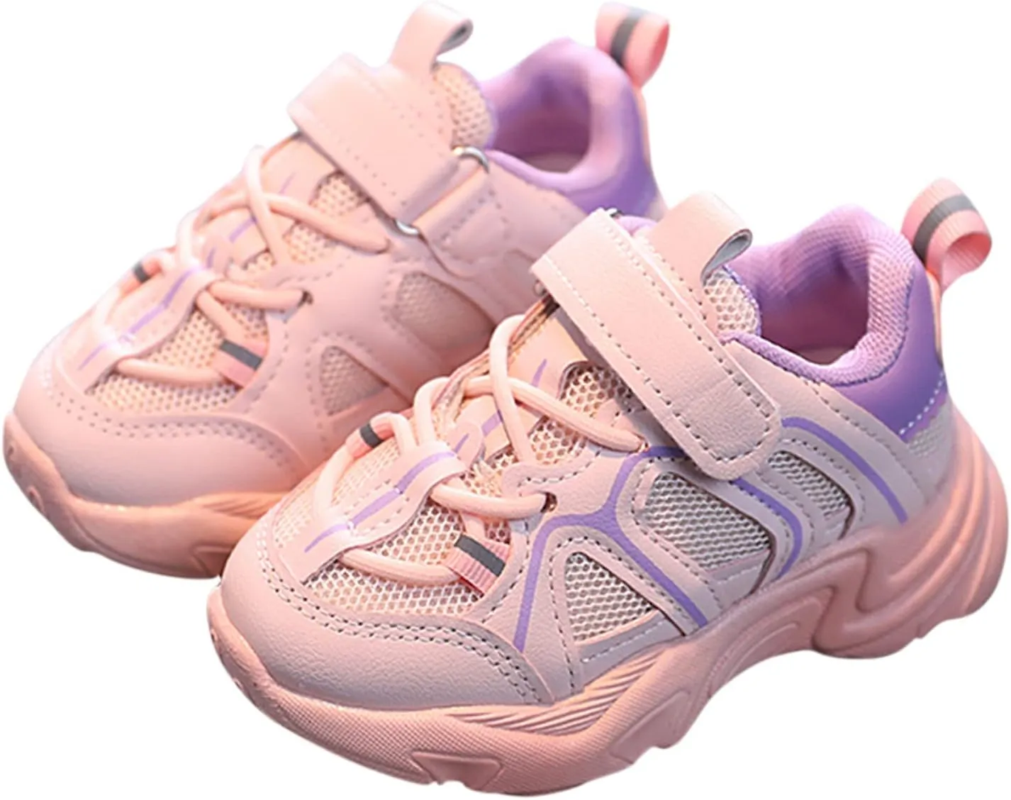 Kids Sneaker with Adjustable Strap, Comfort Support School Running Sport Shoes for Boys Girls Mesh Breathable