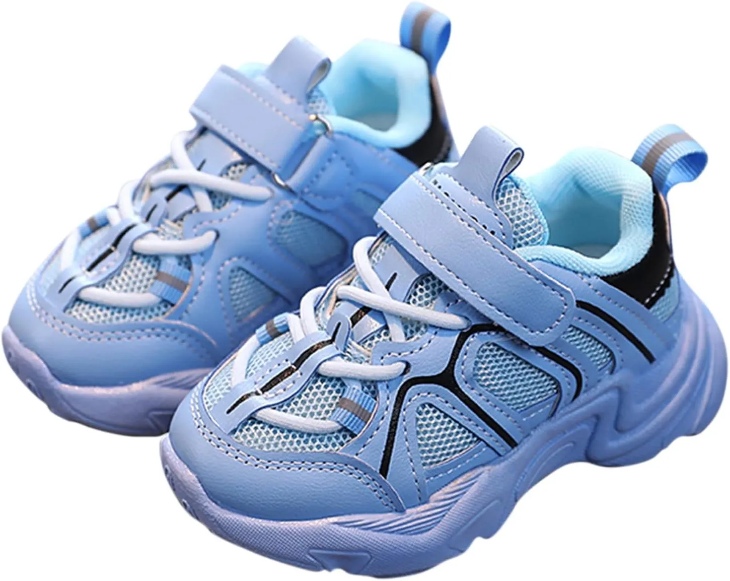 Kids Sneaker with Adjustable Strap, Comfort Support School Running Sport Shoes for Boys Girls Mesh Breathable