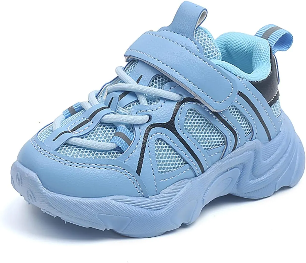 Kids Sneaker with Adjustable Strap, Comfort Support School Running Sport Shoes for Boys Girls Mesh Breathable