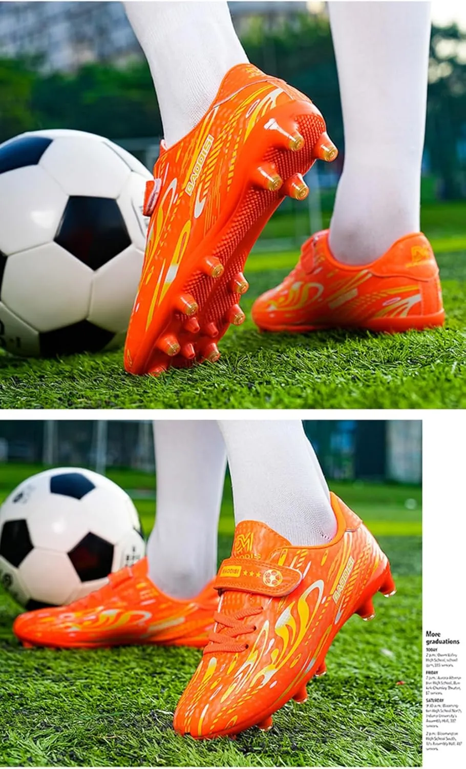 Kids' Soccer Cleats - Boys & Girls Indoor/Outdoor Spikes & Flat Bottom Artificial Turf Football Training Sneakers