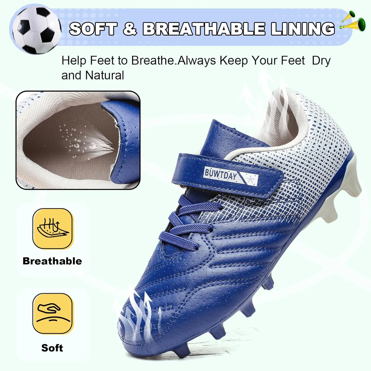 Kids Soccer Cleats Boys Girls Athletic Outdoor Firm Ground Youth Football Shoes(Little Kid/Big Kid)
