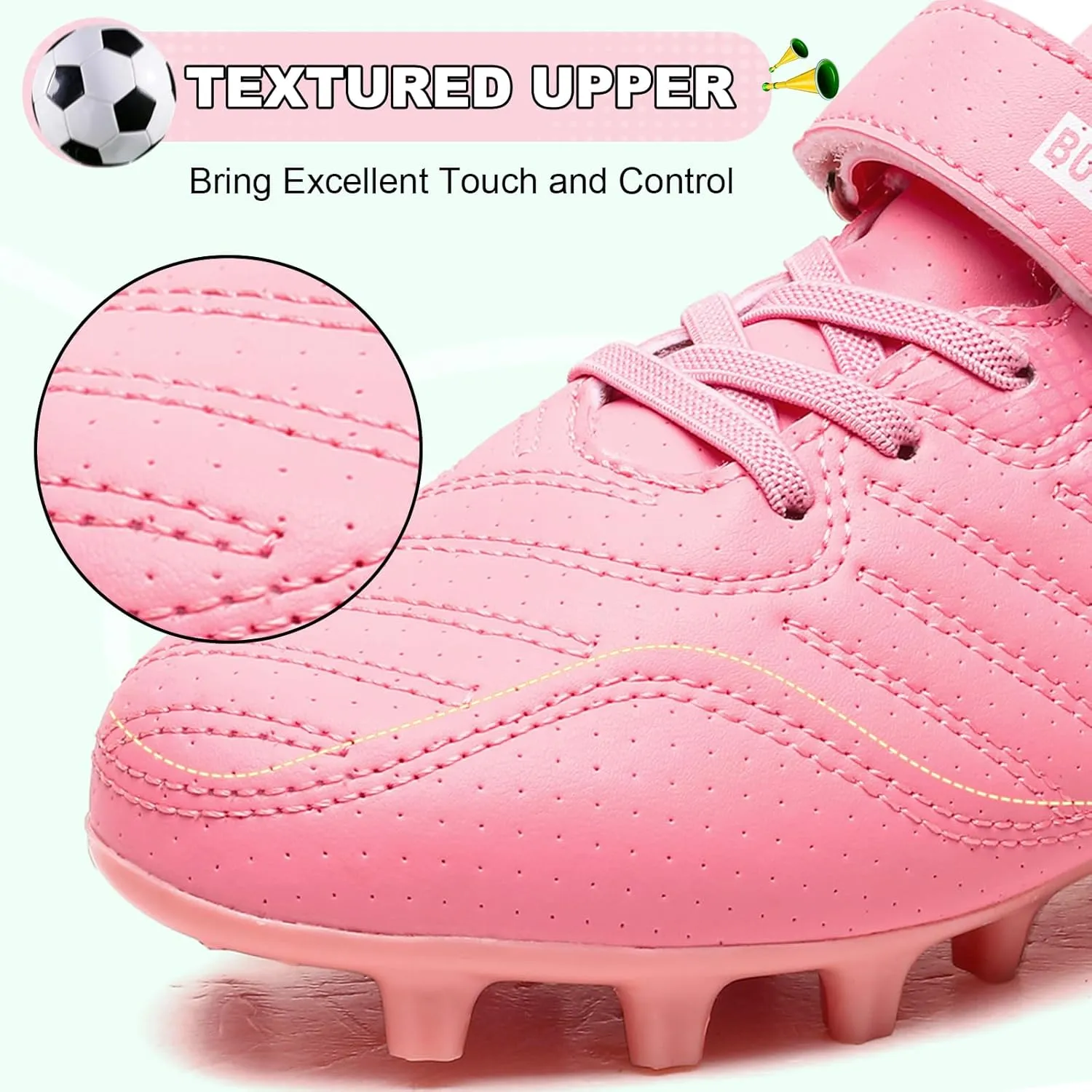 Kids Soccer Cleats Boys Girls Athletic Outdoor Firm Ground Youth Football Shoes(Little Kid/Big Kid)