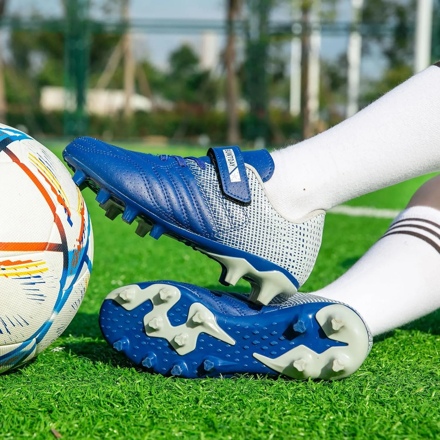 Kids Soccer Cleats Boys Girls Athletic Outdoor Firm Ground Youth Football Shoes(Little Kid/Big Kid)