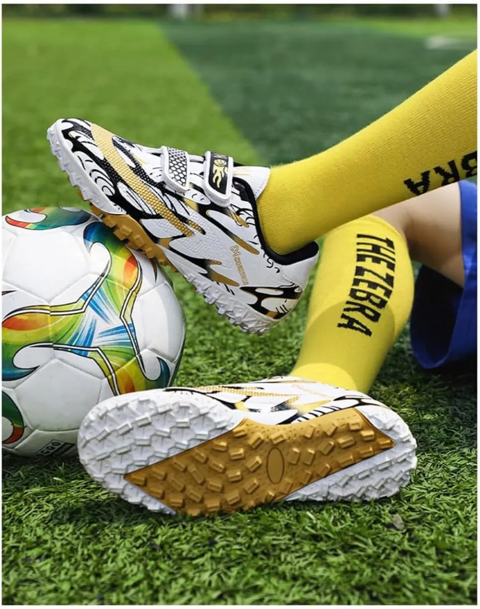 Kids Soccer Cleats Boys Girls Turf/FG/AG Athletic Football Shoes with and Multiple Stud Low-Top Leather Upper Sneakers