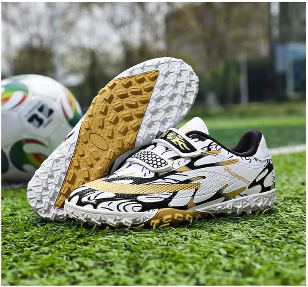 Kids Soccer Cleats Boys Girls Turf/FG/AG Athletic Football Shoes with and Multiple Stud Low-Top Leather Upper Sneakers
