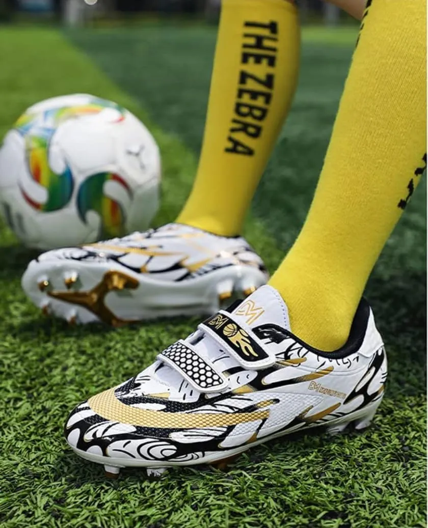 Kids Soccer Cleats Boys Girls Turf/FG/AG Athletic Football Shoes with and Multiple Stud Low-Top Leather Upper Sneakers