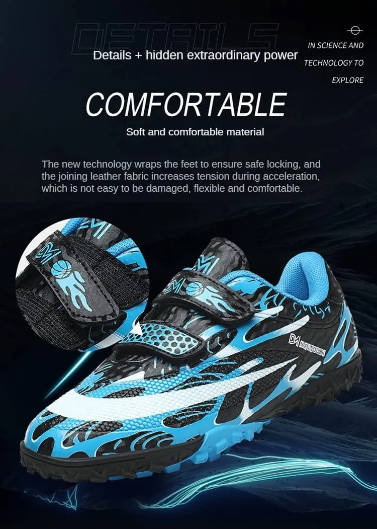 Kids Soccer Cleats Boys Girls Turf/FG/AG Athletic Football Shoes with and Multiple Stud Low-Top Leather Upper Sneakers