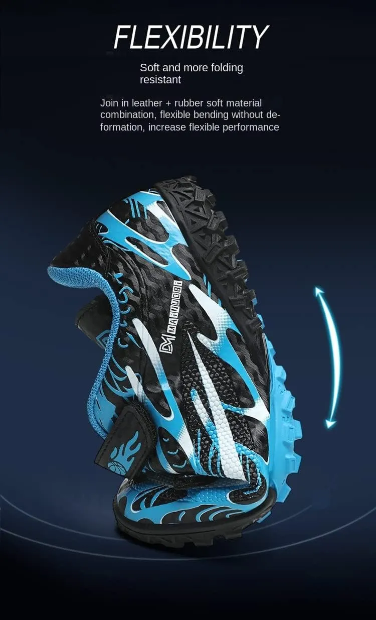 Kids Soccer Cleats Boys Girls Turf/FG/AG Athletic Football Shoes with and Multiple Stud Low-Top Leather Upper Sneakers