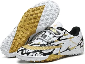 Kids Soccer Cleats Boys Girls Turf/FG/AG Athletic Football Shoes with and Multiple Stud Low-Top Leather Upper Sneakers