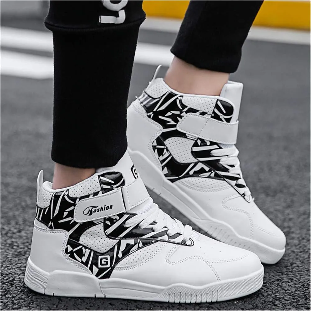 LEADER SHOW Men's Athletic Lace Up Casual Sneaker Fashion High Top Running Shoes