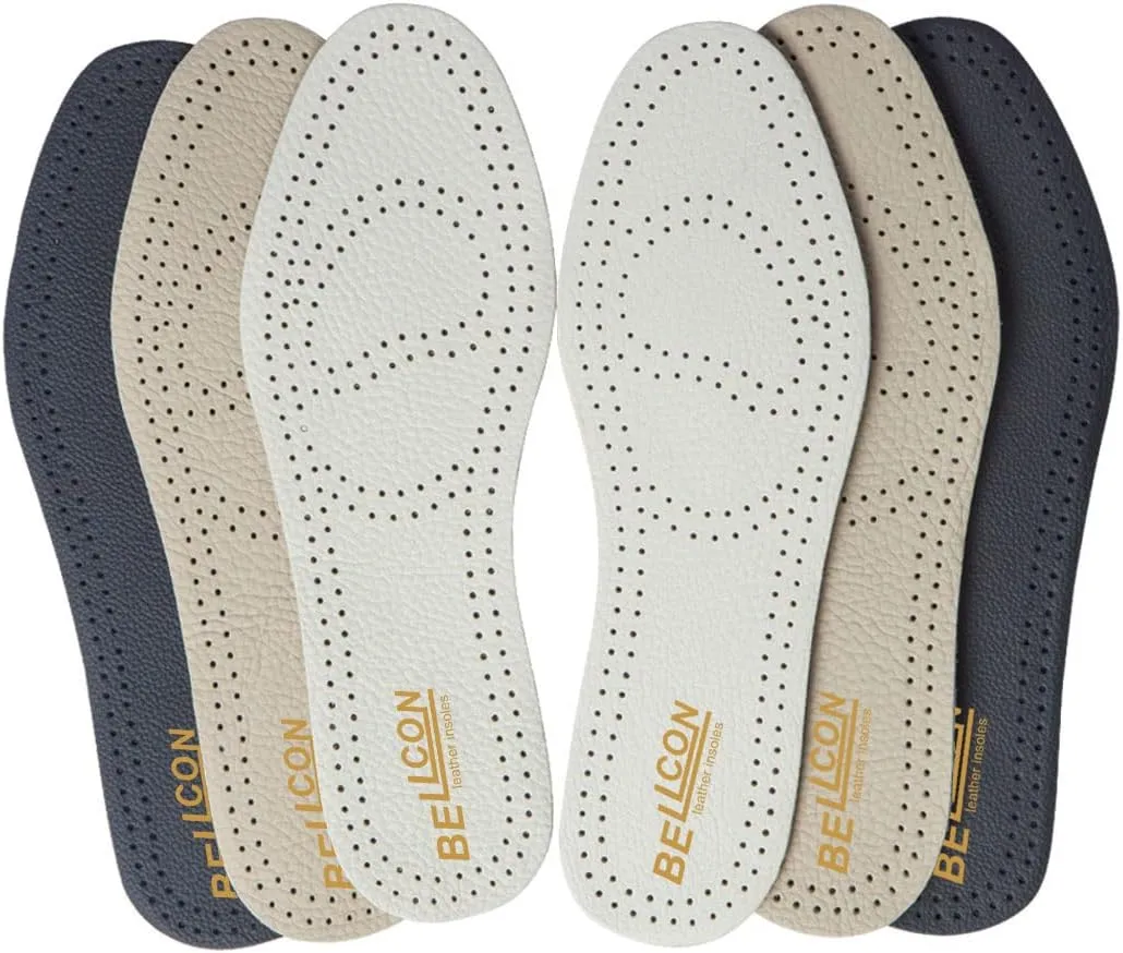 Leather Insoles for Men Black Leather Inserts for Men Boots Nonslip Shoe Pads for Flats Comfort Thick Cushioning Shoe Liners for Odor Eater and Sweat Absorbing(3 Pairs/Mens US 12-12.5)