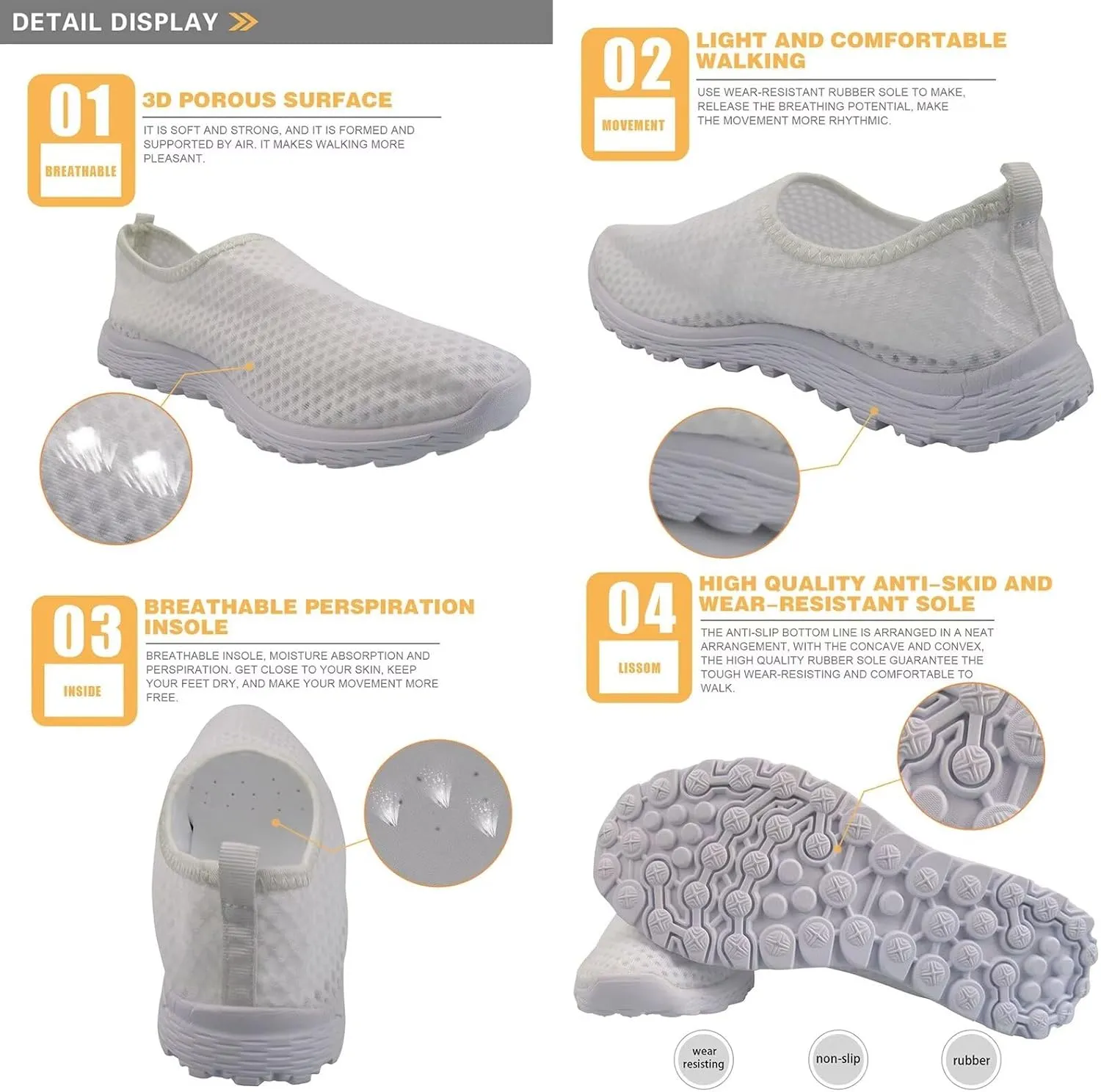 Lightweight Indoor Outdoor Water Shoes for Men Women Air Mesh Casual Aqua Shoes Barefoot Slip-On Shoes