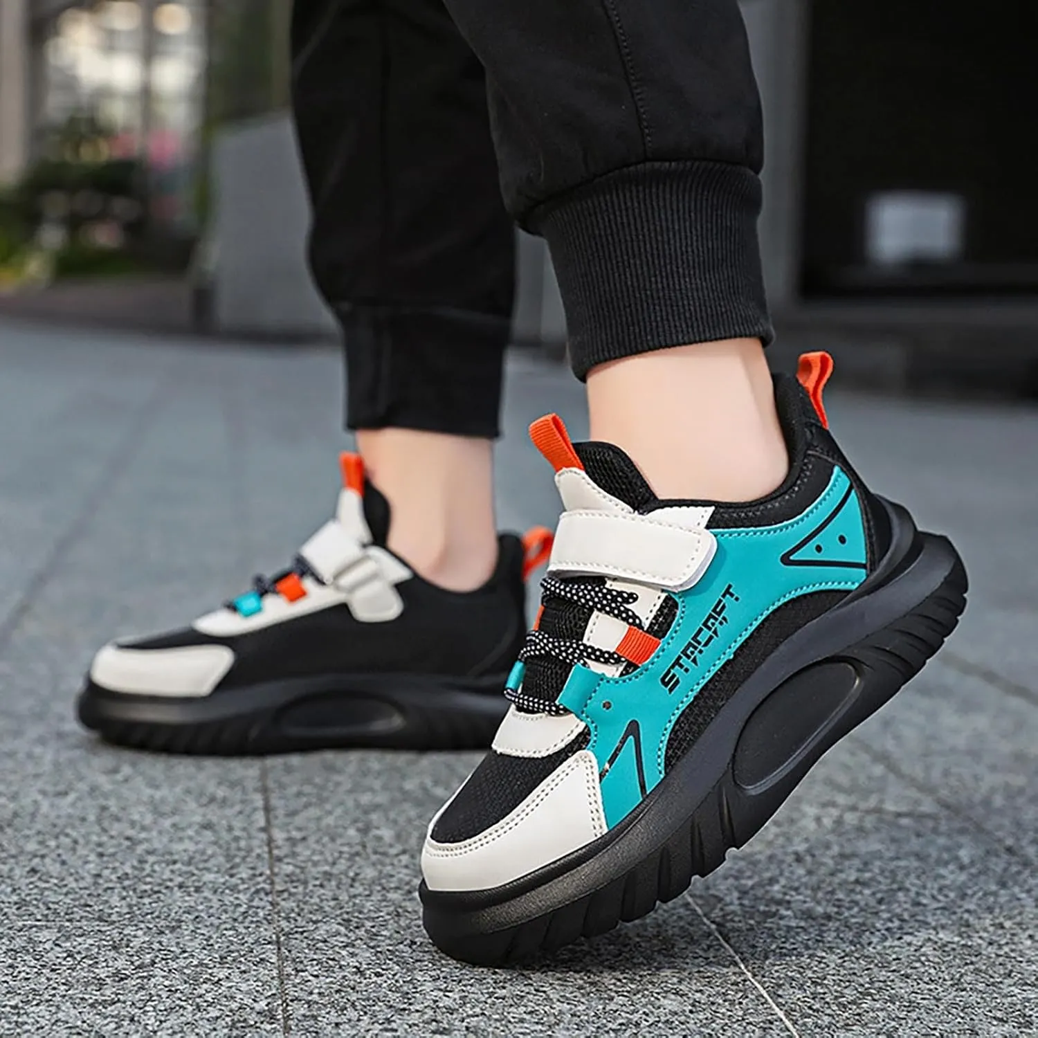 Lightweight Running Sneakers Kids Boys Flat Platform Breathable Tennis Shoes Outdoor Non-Slip Climbing Sneakers