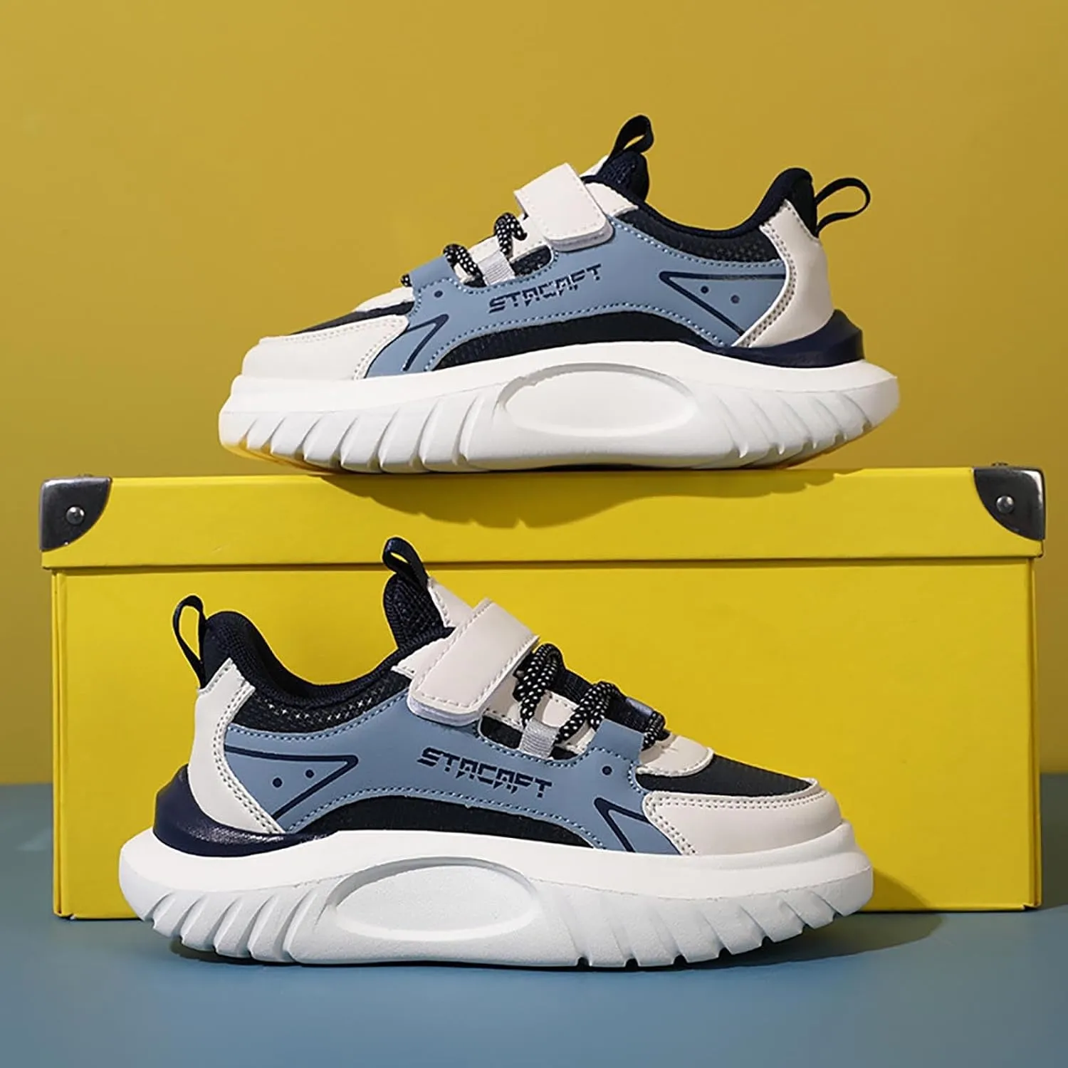 Lightweight Running Sneakers Kids Boys Flat Platform Breathable Tennis Shoes Outdoor Non-Slip Climbing Sneakers