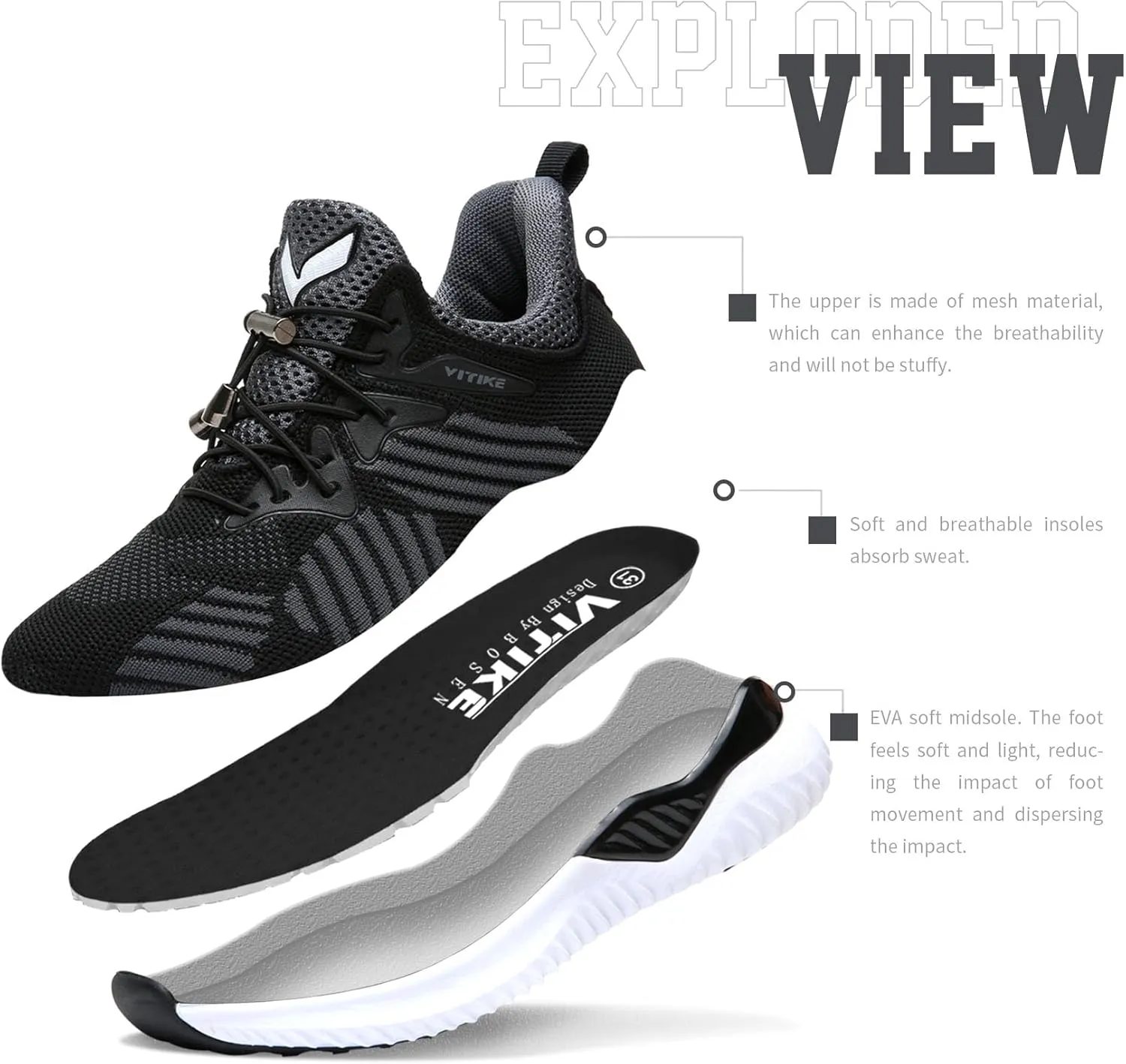 Littleplum Boys Running Shoes Slip On Kids Sneakers Mesh Tennis Shoes Lightweight Breathable for Athletic Gym School Sport