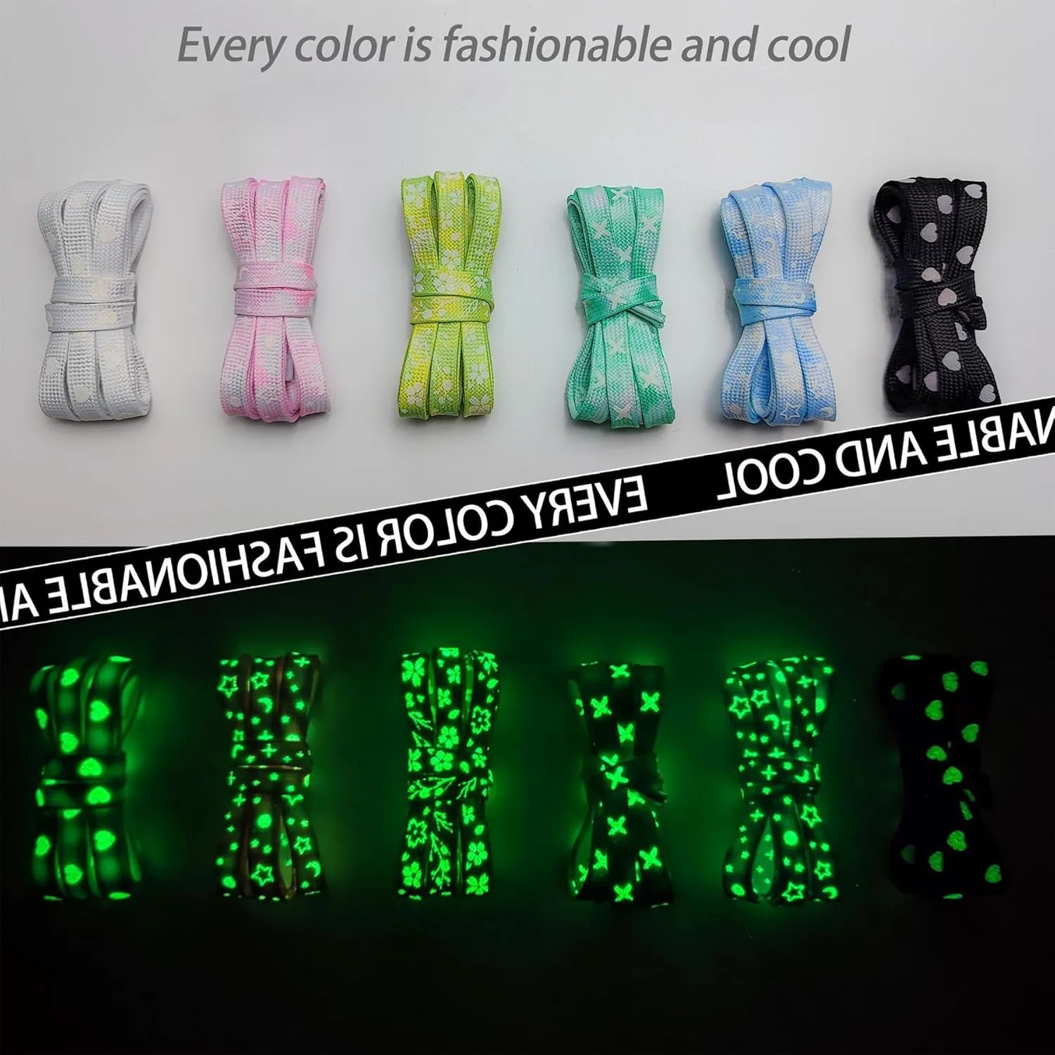 Luminous Shoes Laces Glow In The Dark Shoelaces Reflective Shoestring Shoe Decoration for Sneakers 4 Pairs