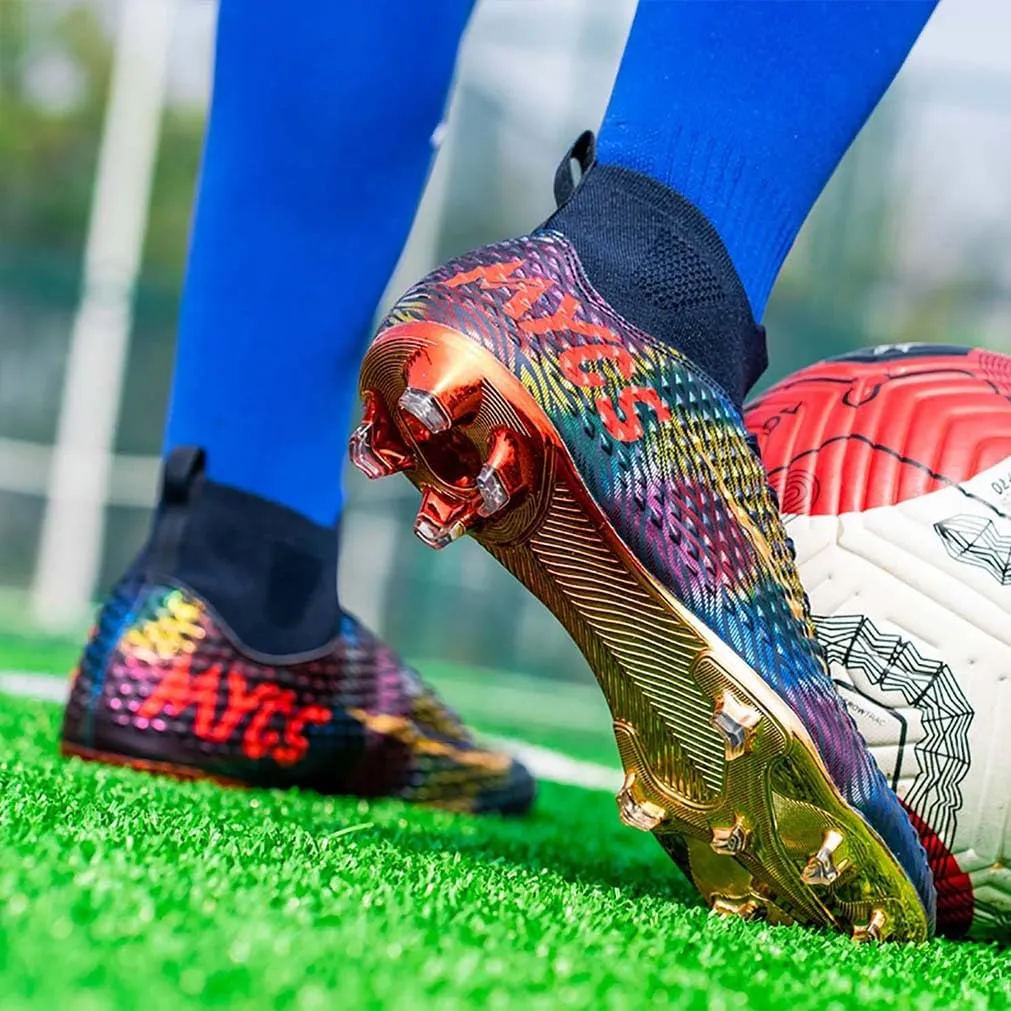 MEBAMY Men's Soccer Shoes Cleats Professional High Top Breathable Athletic Football Boots Outdoor Indoor Turf Field Professional Spikes Game Training Athletic for Boys Soccer Cleats