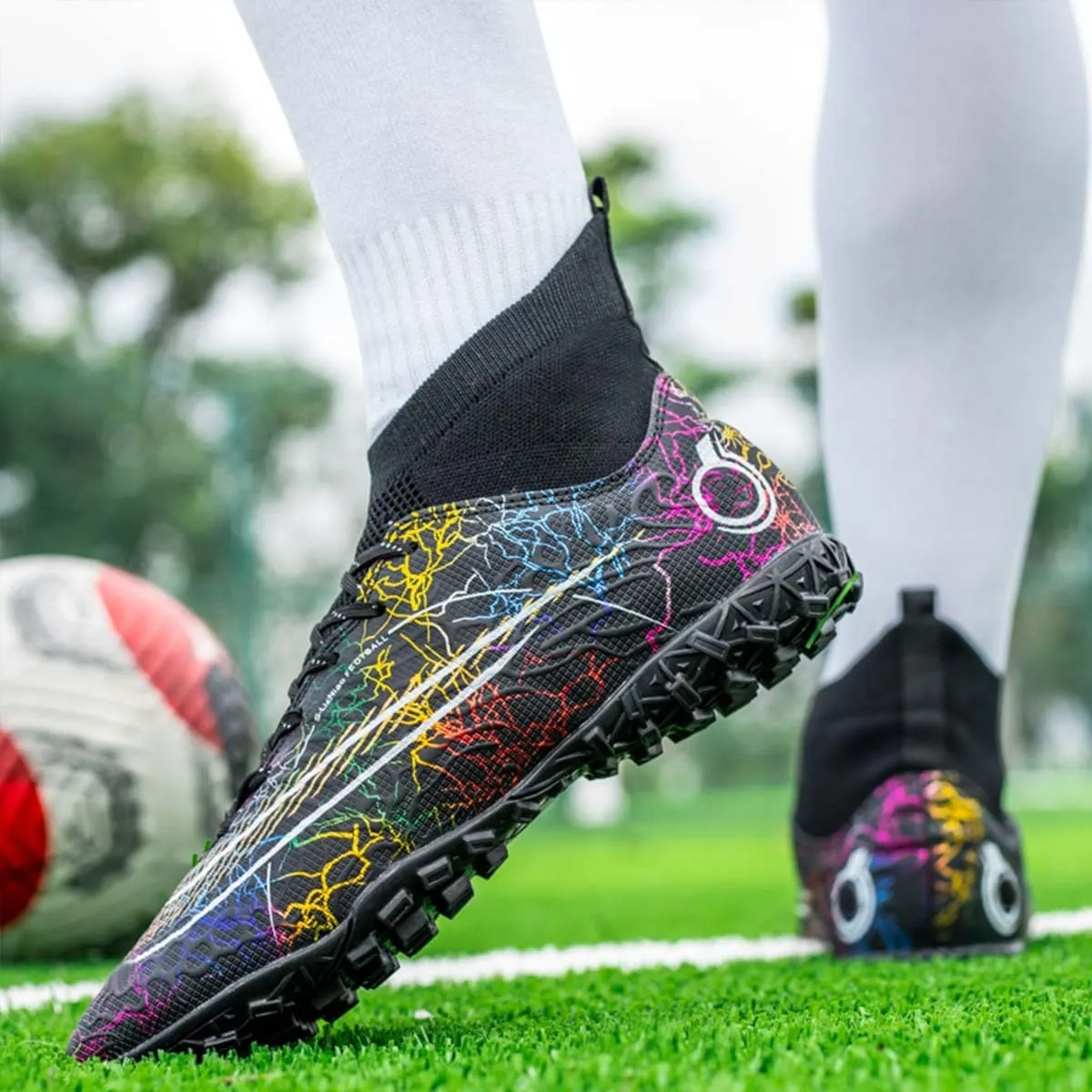 MEBAMY Unisex High top Soccer Boots Outdoor Athletic Sneaker Turf Football Shoes SD