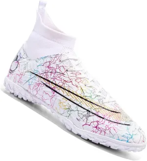 MEBAMY Unisex High top Soccer Boots Outdoor Athletic Sneaker Turf Football Shoes SD