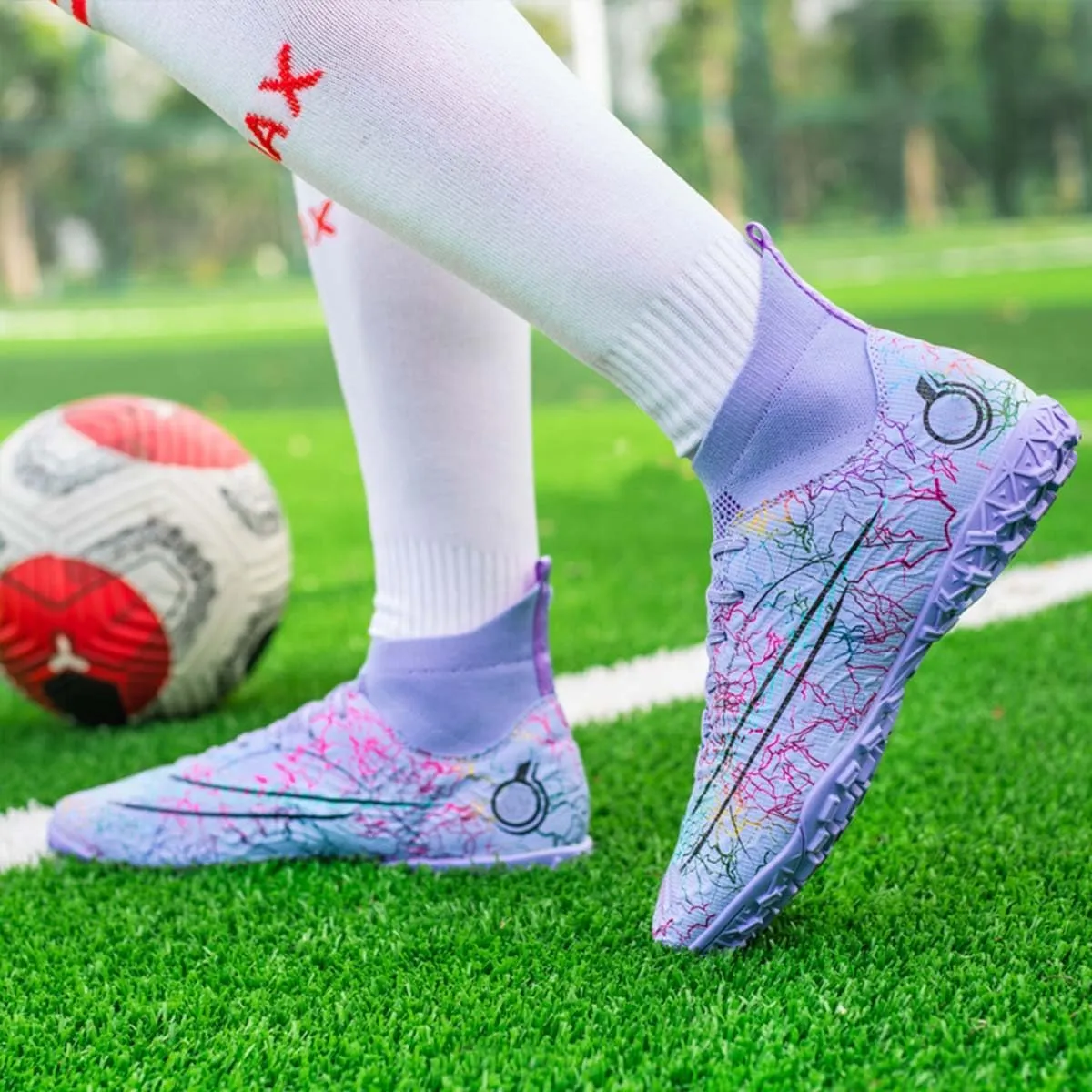 MEBAMY Unisex High top Soccer Boots Outdoor Athletic Sneaker Turf Football Shoes SD