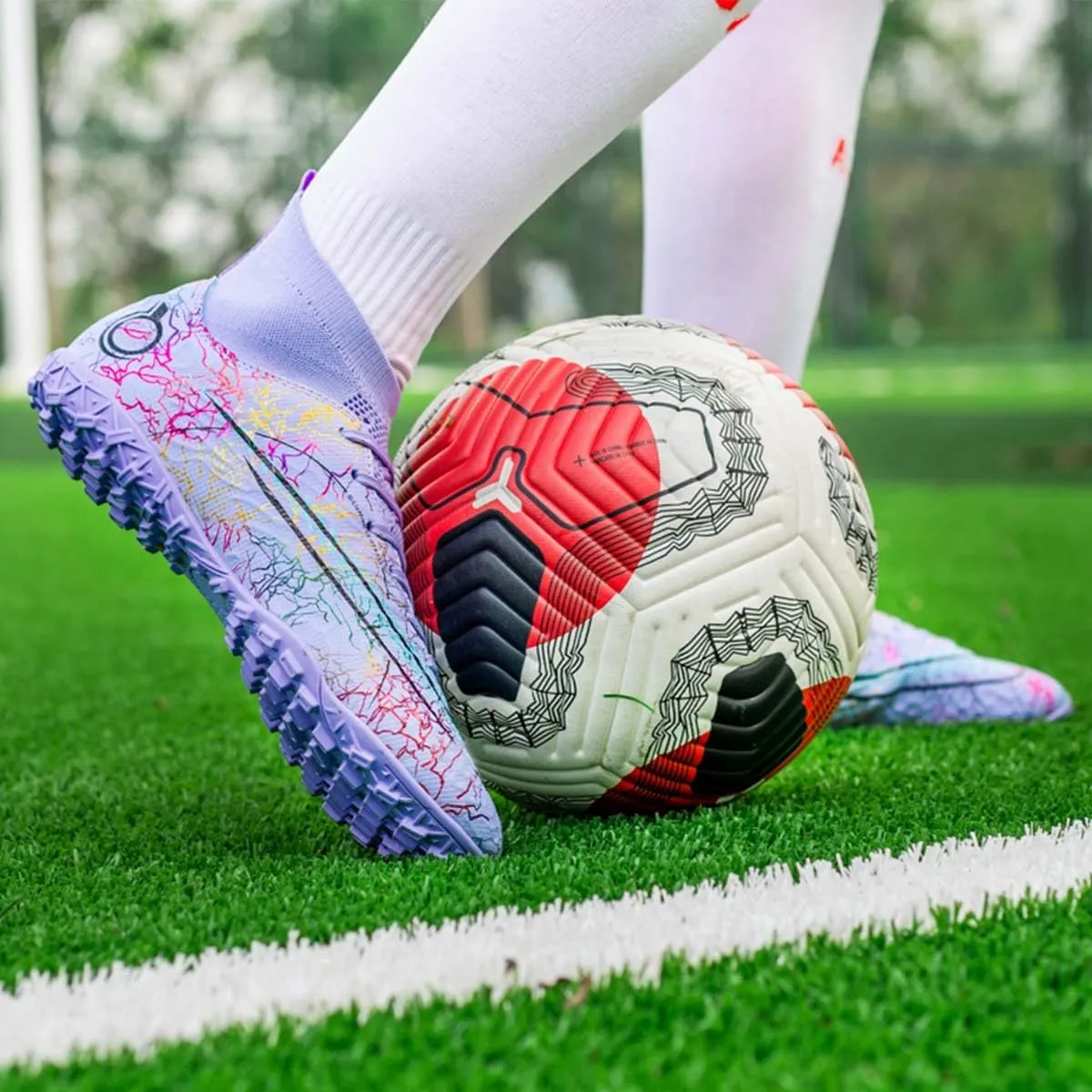 MEBAMY Unisex High top Soccer Boots Outdoor Athletic Sneaker Turf Football Shoes SD
