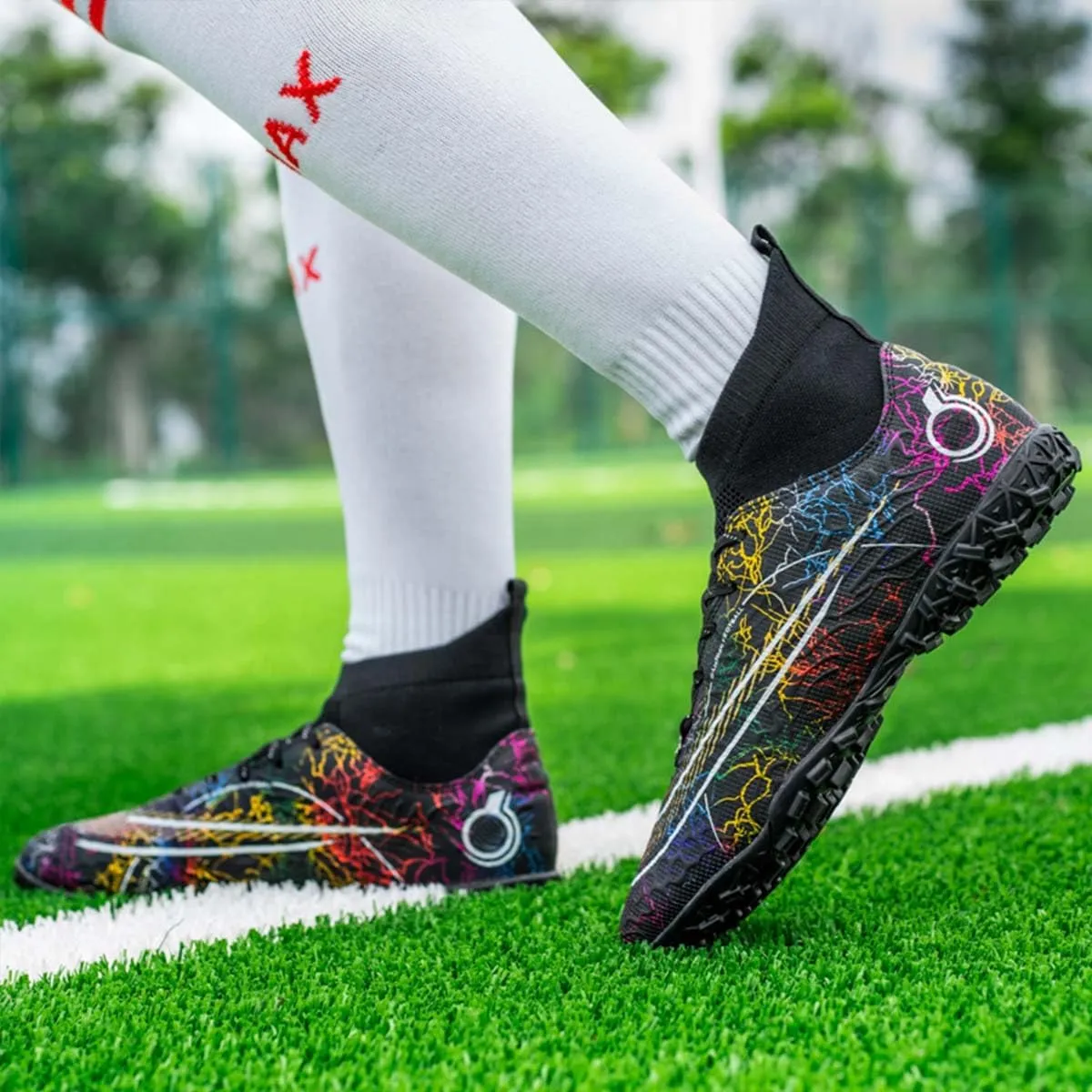 MEBAMY Unisex High top Soccer Boots Outdoor Athletic Sneaker Turf Football Shoes SD