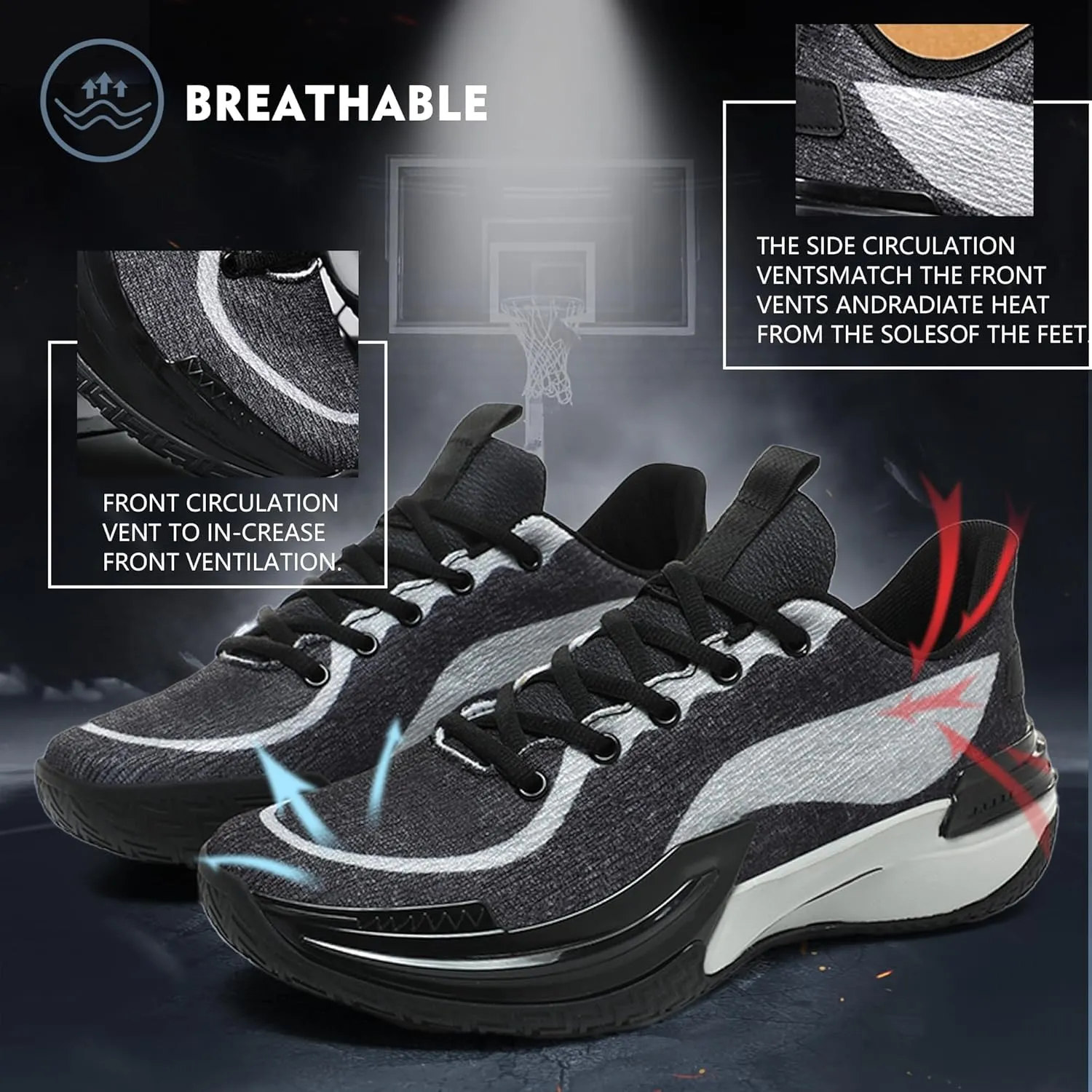Men Graffiti Basketball Shoes High-Top Sports Shoes Anti-Slip Rubber Soles Indoor Outdoor Sports Running Training Streetwear