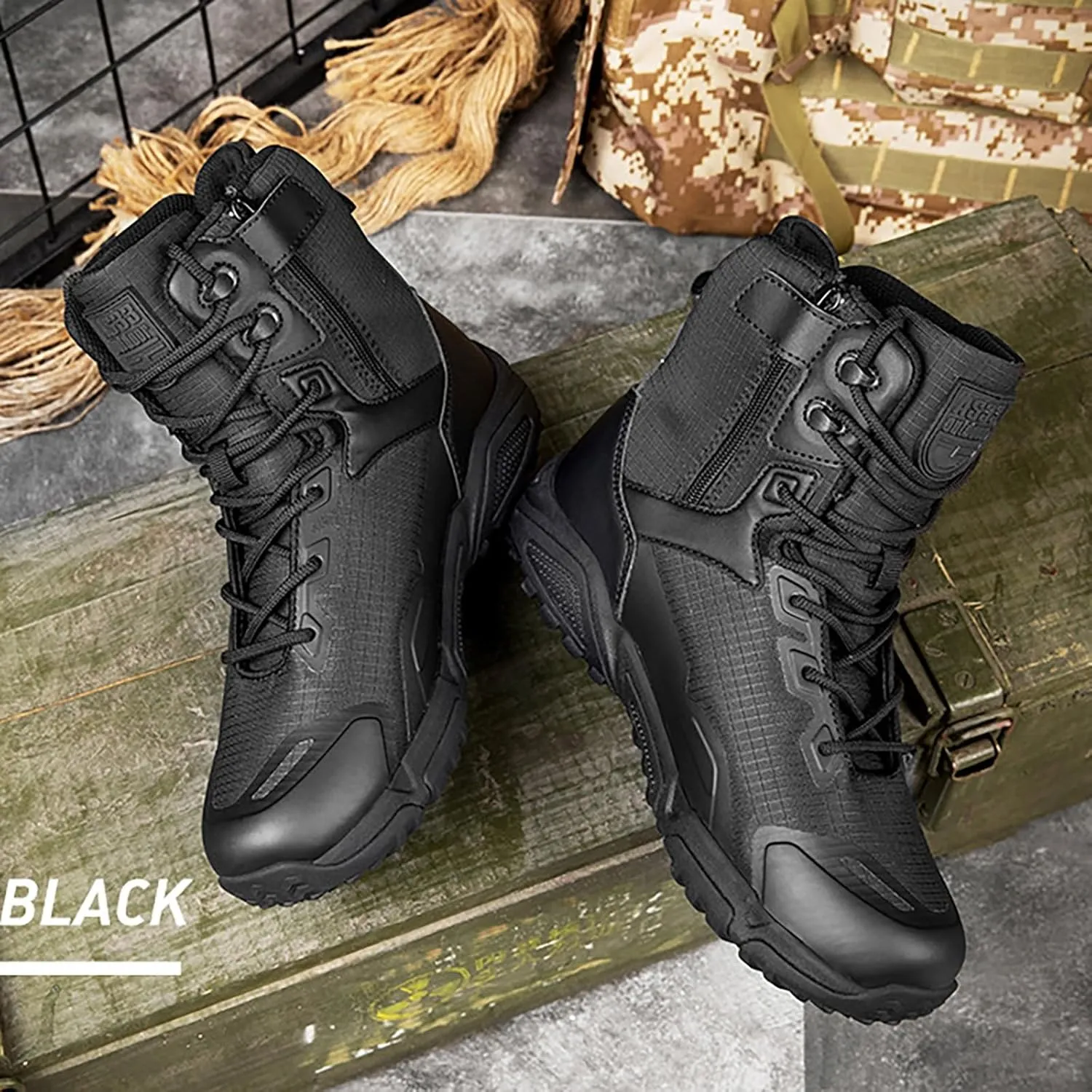 Men Military Boots Tactical Boots Combat Boots Breathable Police Patrol Boots Lightweight Army Boots Waterproof Hiking Boots
