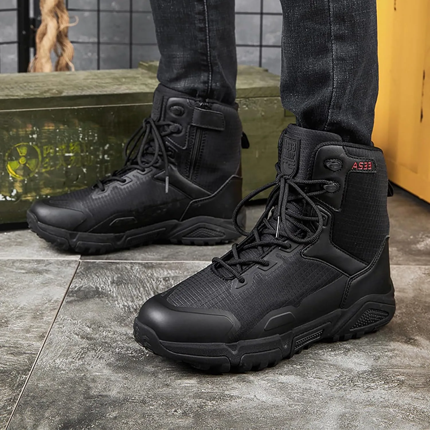 Men Military Boots Tactical Boots Combat Boots Breathable Police Patrol Boots Lightweight Army Boots Waterproof Hiking Boots