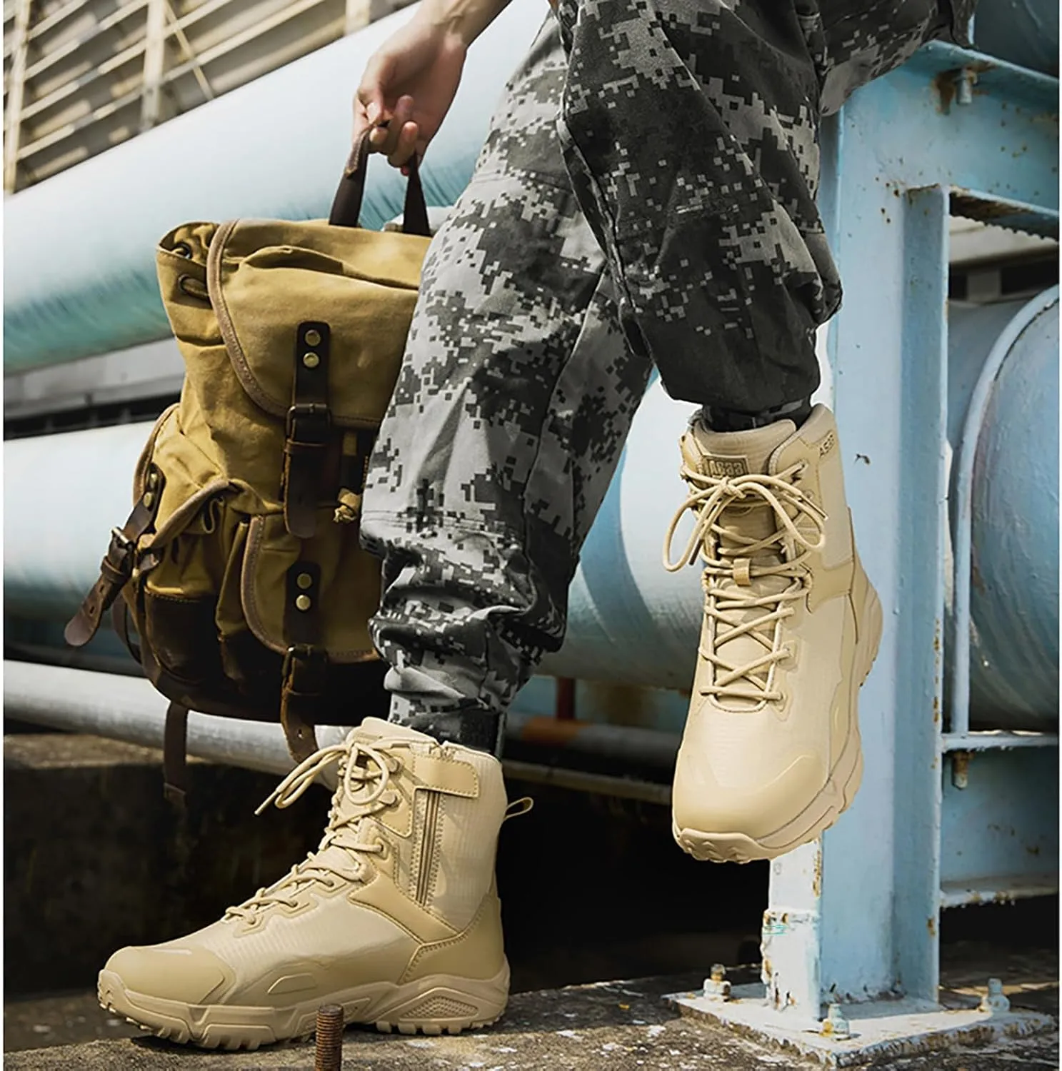 Men Military Boots Tactical Boots Combat Boots Breathable Police Patrol Boots Lightweight Army Boots Waterproof Hiking Boots
