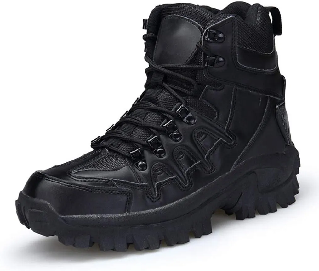 Mens Army Tactical Boots,Outdoor High-Tops Breathable Climbing Hiking Combat Boots,Black- 42/UK 8/US 8.5