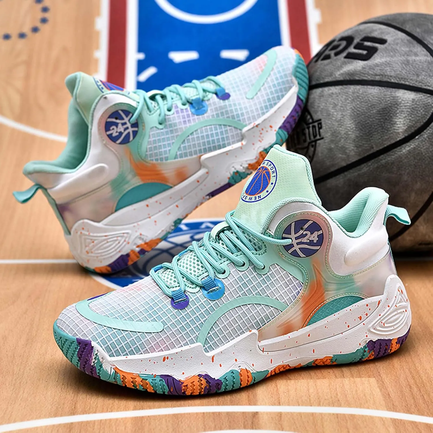 Men's Basketball Shoes Fashion Sneakers Indoor and Outdoor Non-Slip Breathable Training Match Shoes Women's Tennis Running Outdoor Shoes