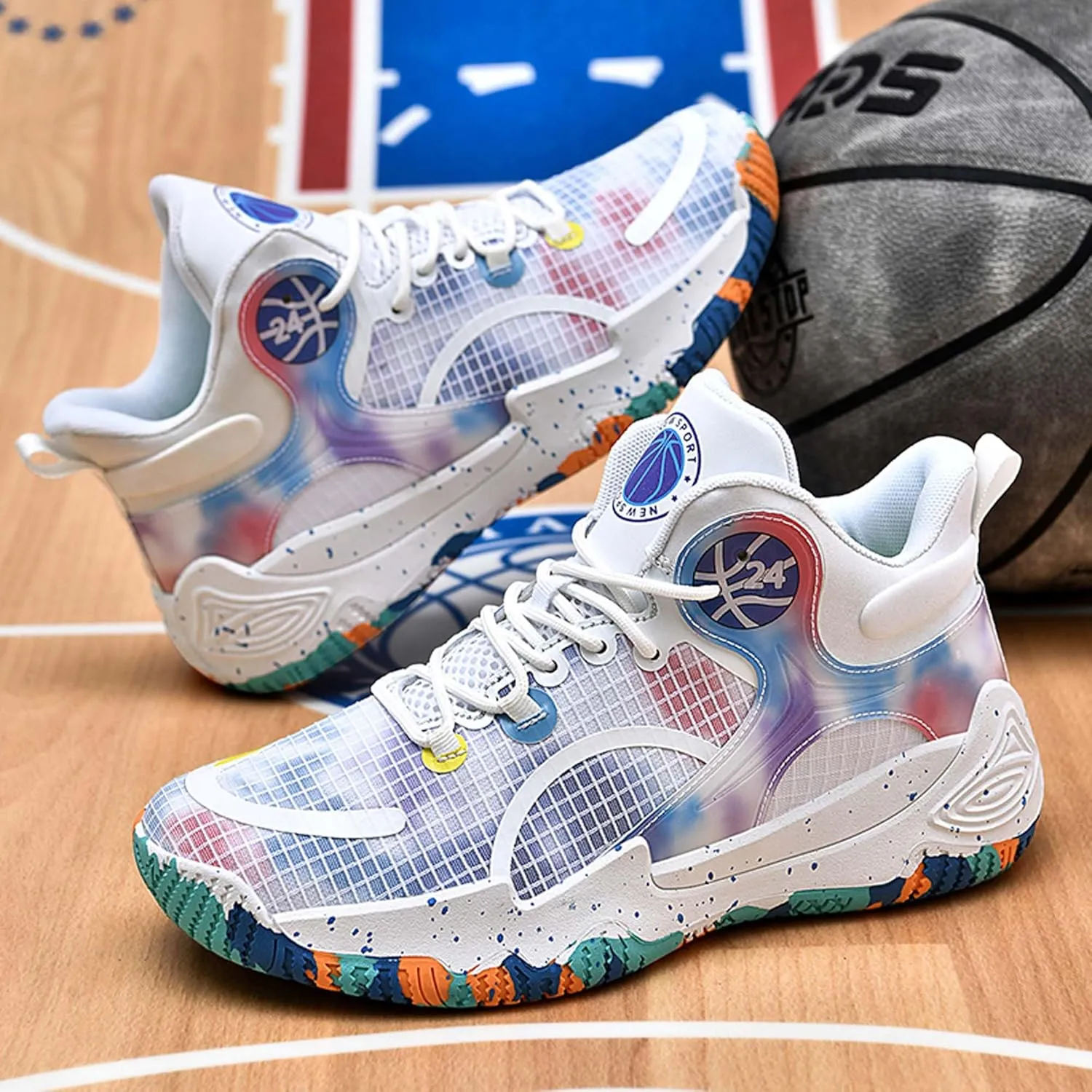 Men's Basketball Shoes Fashion Sneakers Indoor and Outdoor Non-Slip Breathable Training Match Shoes Women's Tennis Running Outdoor Shoes