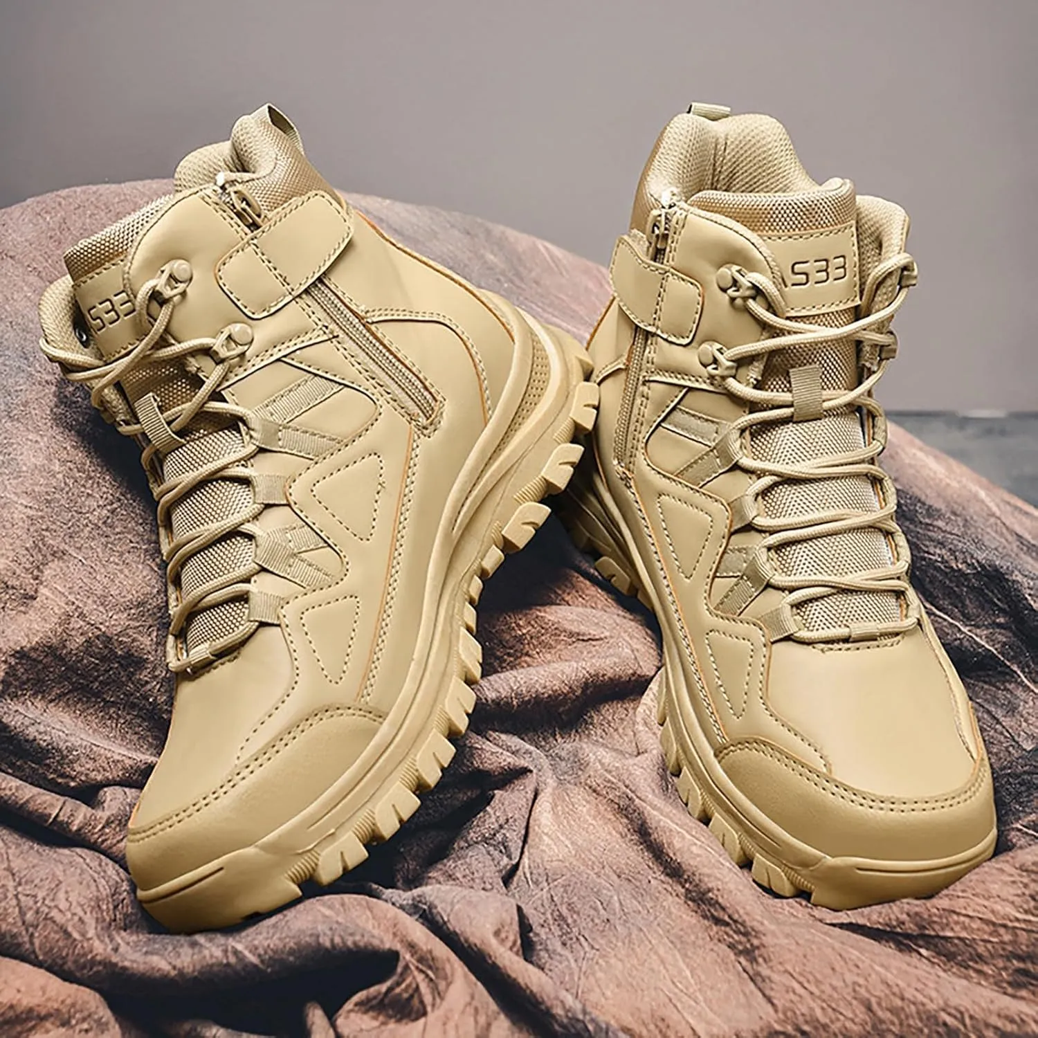 Mens Combat Boots Breathable Police Patrol Boots Lightweight Army Boots Waterproof Hiking Boots Military Tactical Boots