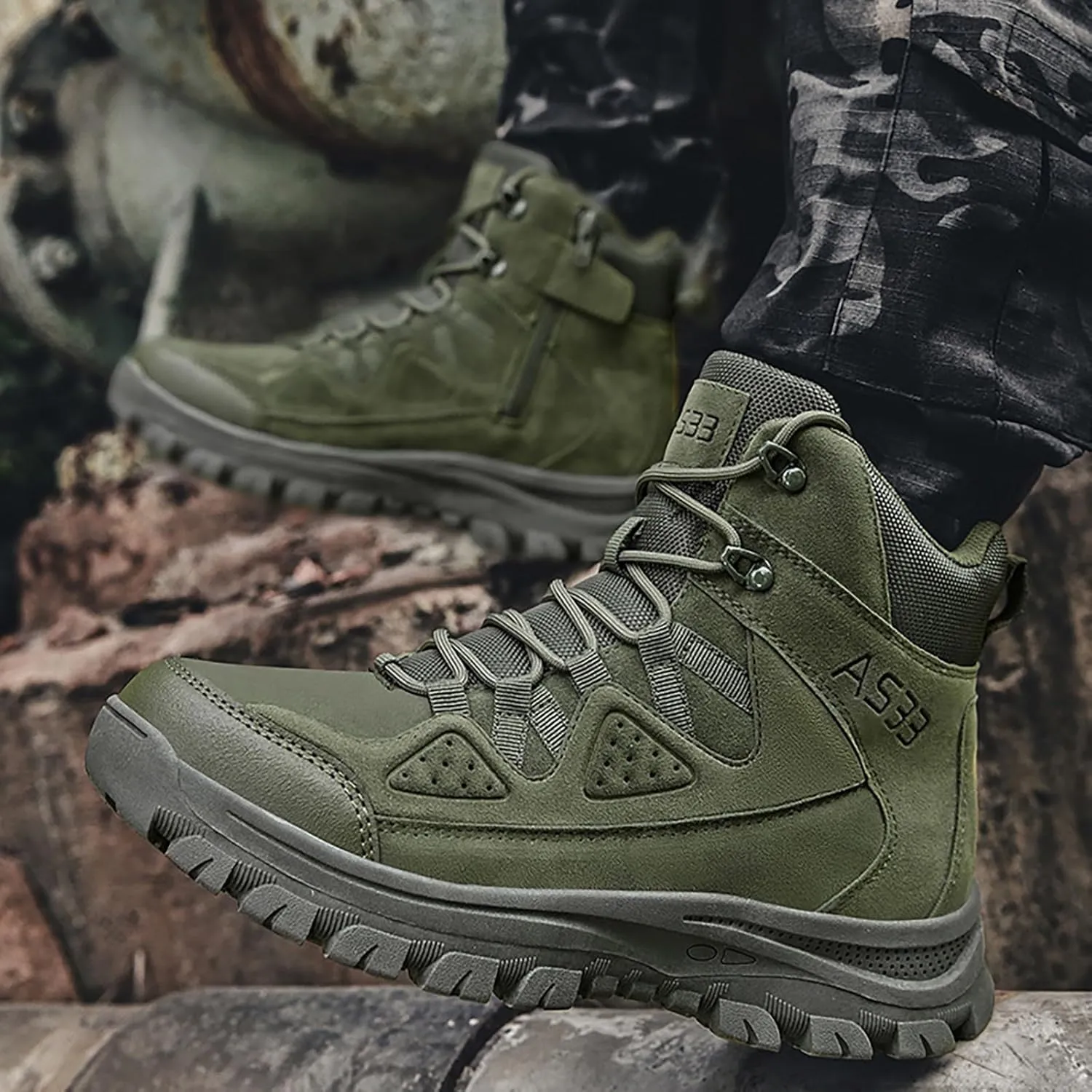 Mens Combat Boots Breathable Police Patrol Boots Lightweight Army Boots Waterproof Hiking Boots Military Tactical Boots