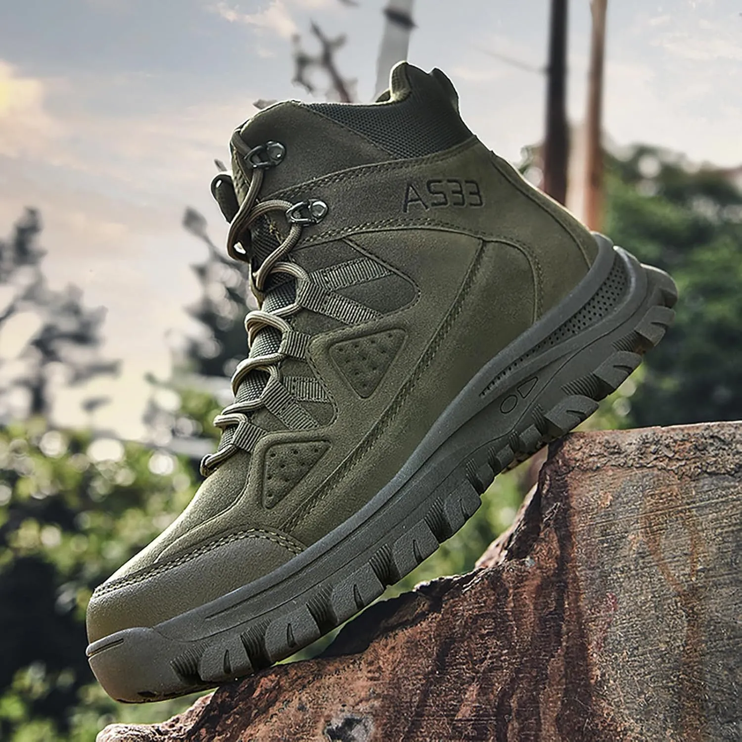 Mens Combat Boots Breathable Police Patrol Boots Lightweight Army Boots Waterproof Hiking Boots Military Tactical Boots