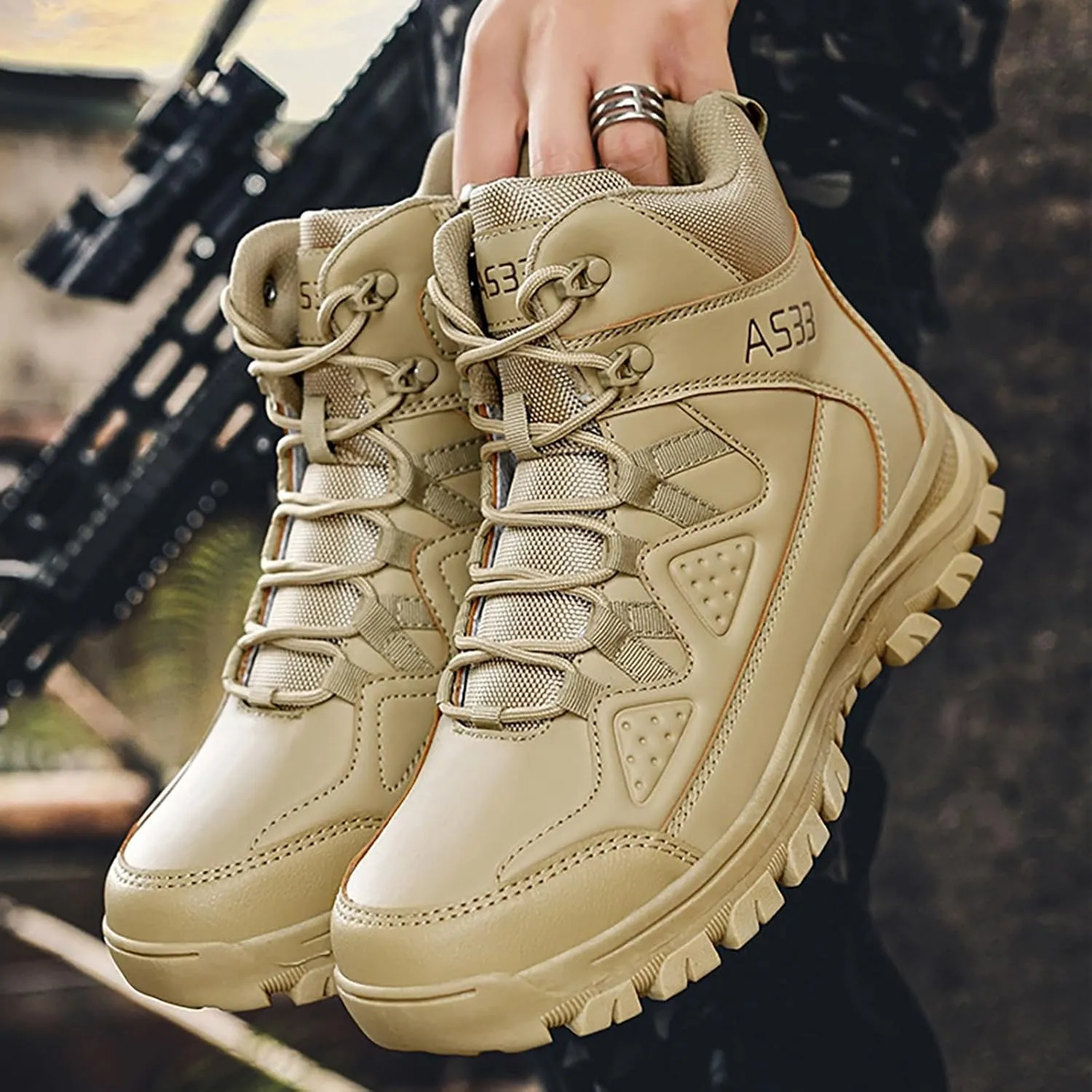Mens Combat Boots Breathable Police Patrol Boots Lightweight Army Boots Waterproof Hiking Boots Military Tactical Boots