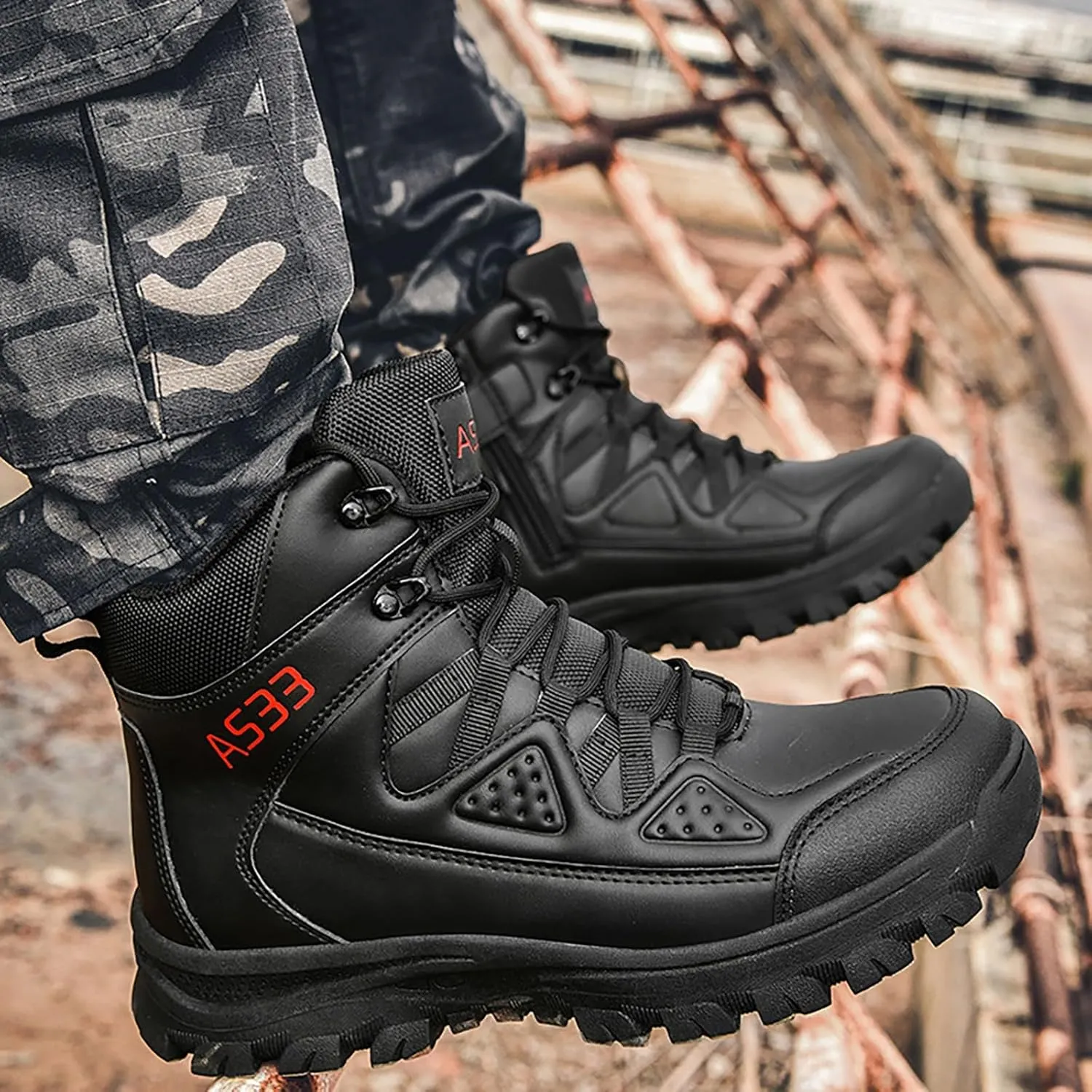 Mens Combat Boots Breathable Police Patrol Boots Lightweight Army Boots Waterproof Hiking Boots Military Tactical Boots