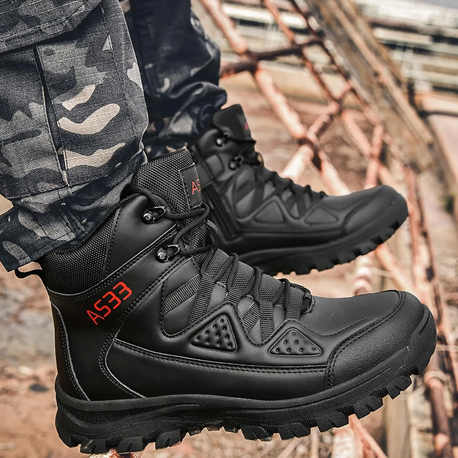 Mens Combat Boots Breathable Police Patrol Boots Lightweight Army Boots Waterproof Hiking Boots Military Tactical Boots