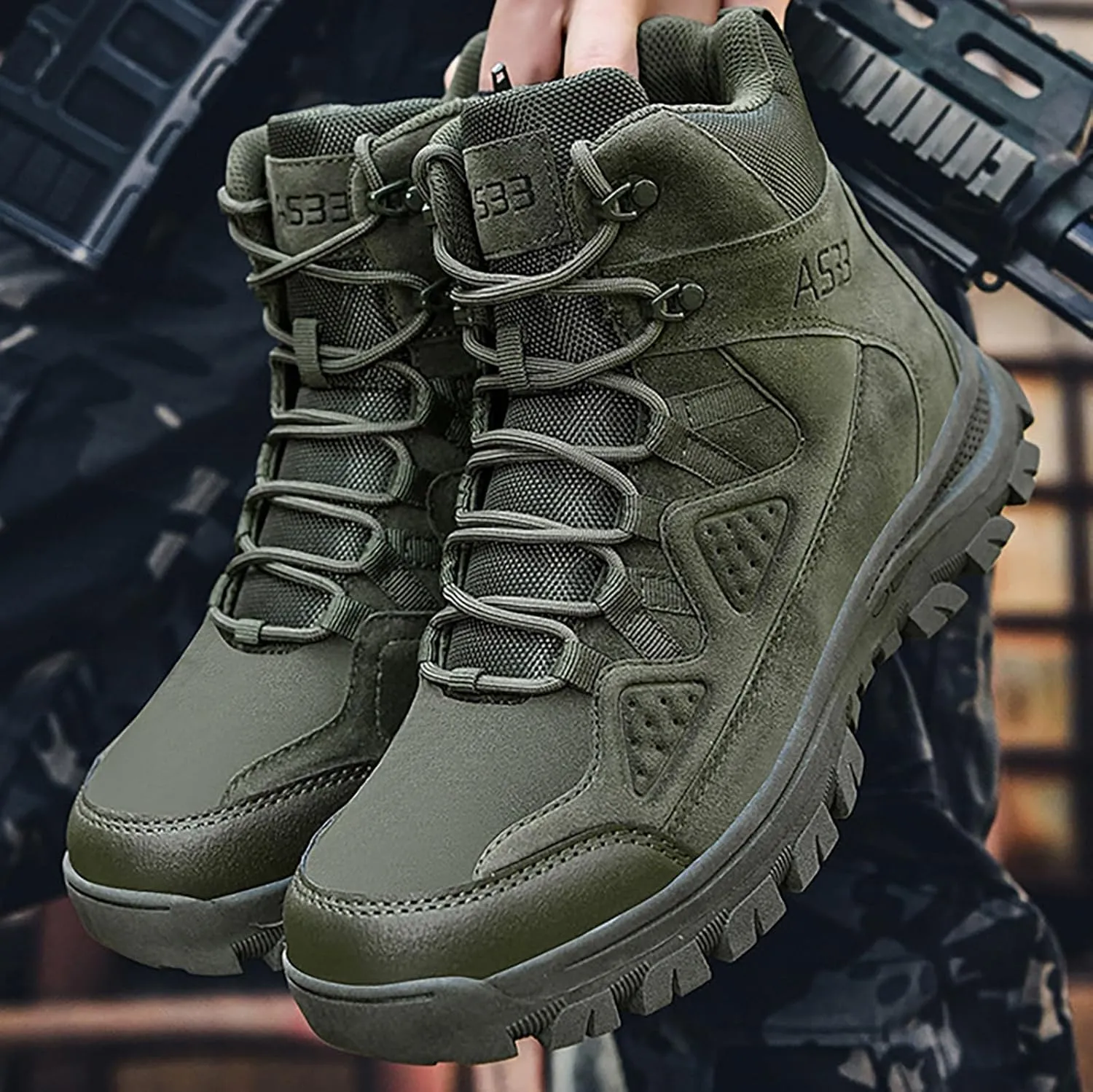 Mens Combat Boots Breathable Police Patrol Boots Lightweight Army Boots Waterproof Hiking Boots Military Tactical Boots