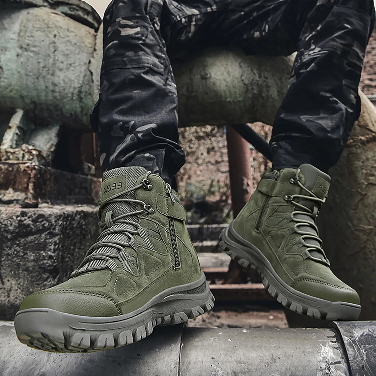 Mens Combat Boots Breathable Police Patrol Boots Lightweight Army Boots Waterproof Hiking Boots Military Tactical Boots