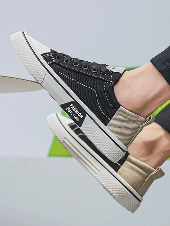 Men's Four Seasons Breathable Canvas Shoes,Lace-up Soft Sole Casual Casual Shoes