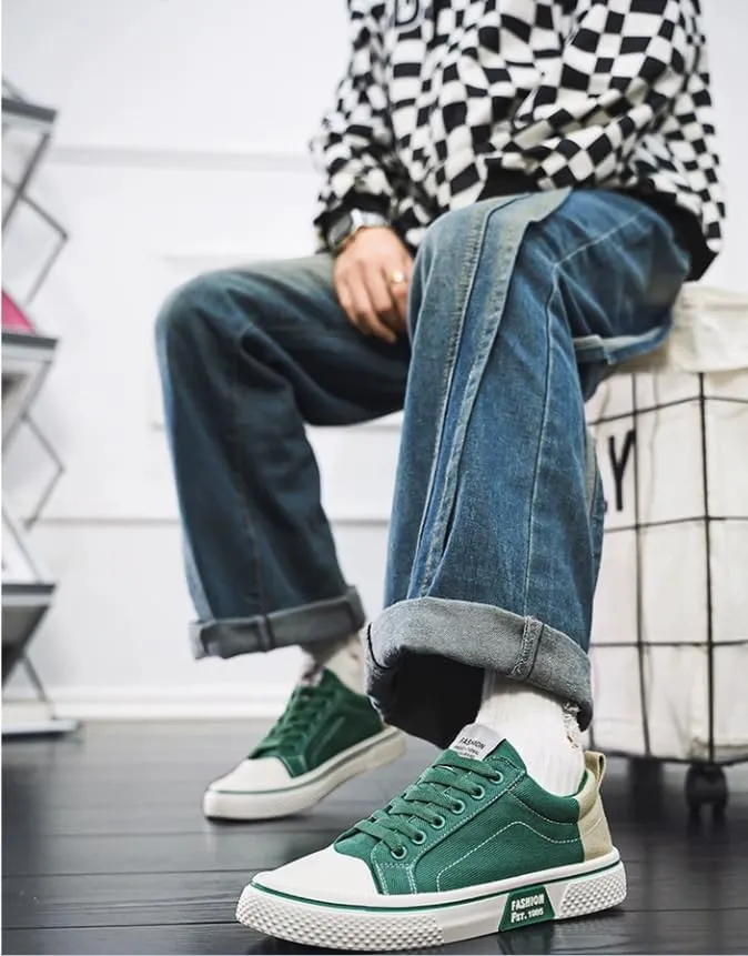 Men's Four Seasons Breathable Canvas Shoes,Lace-up Soft Sole Casual Casual Shoes