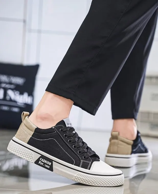 Men's Four Seasons Breathable Canvas Shoes,Lace-up Soft Sole Casual Casual Shoes